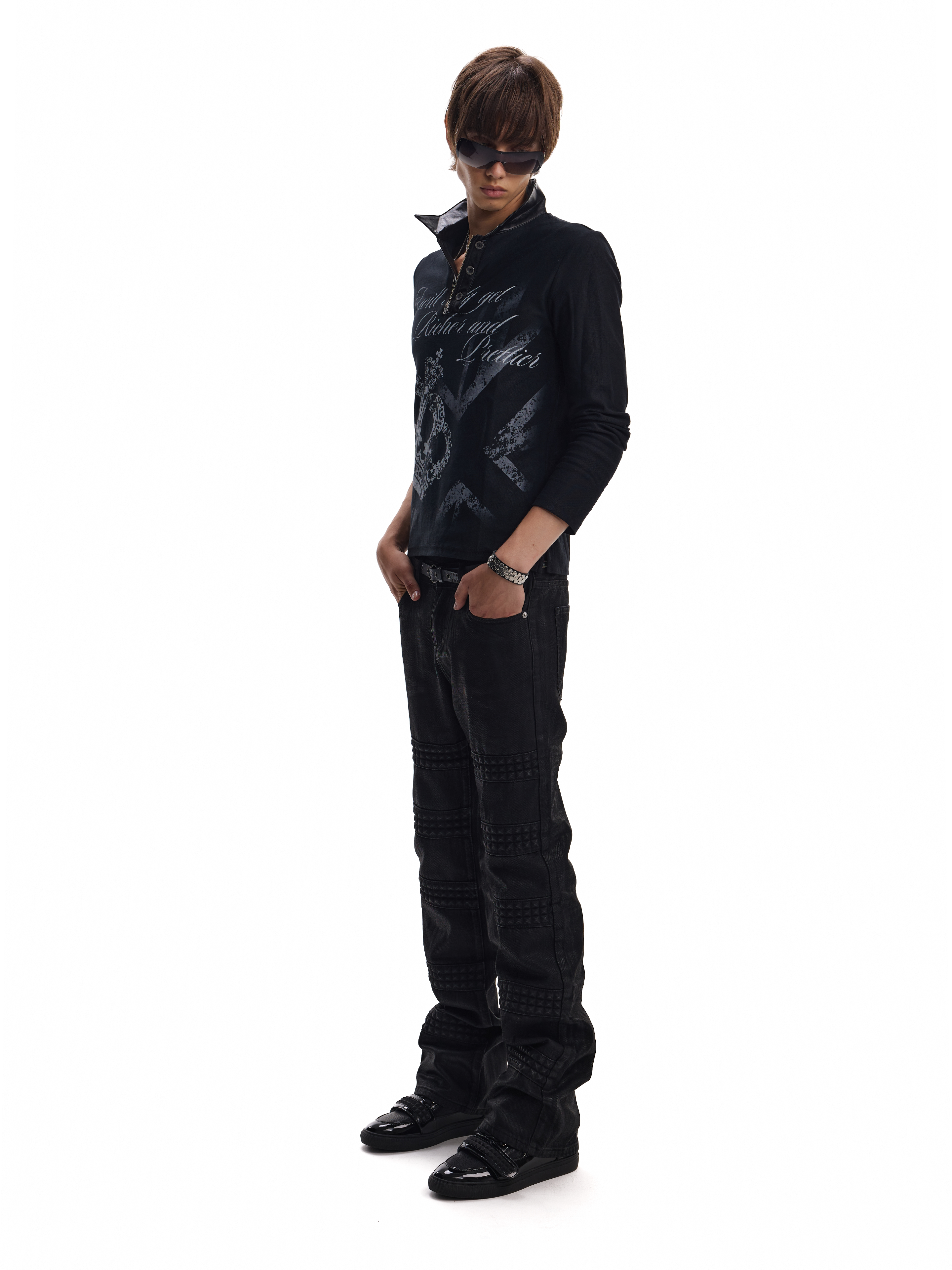 3D STUDDED SLIM-FIT JEANS