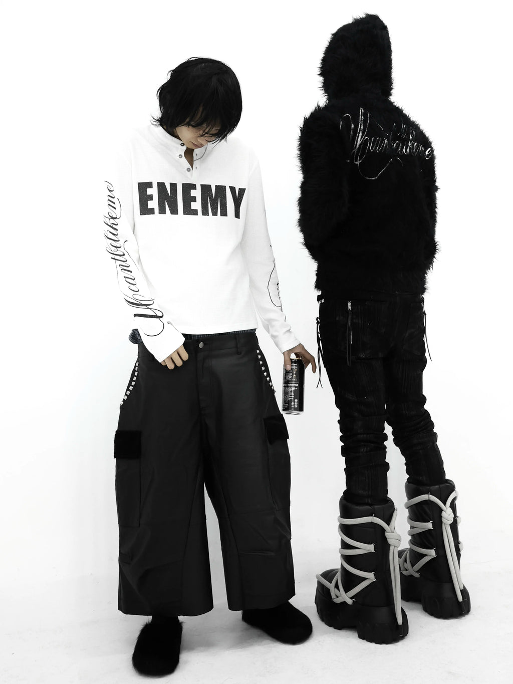 WAFFLE SLOGAN LONG SLEEVE TEE