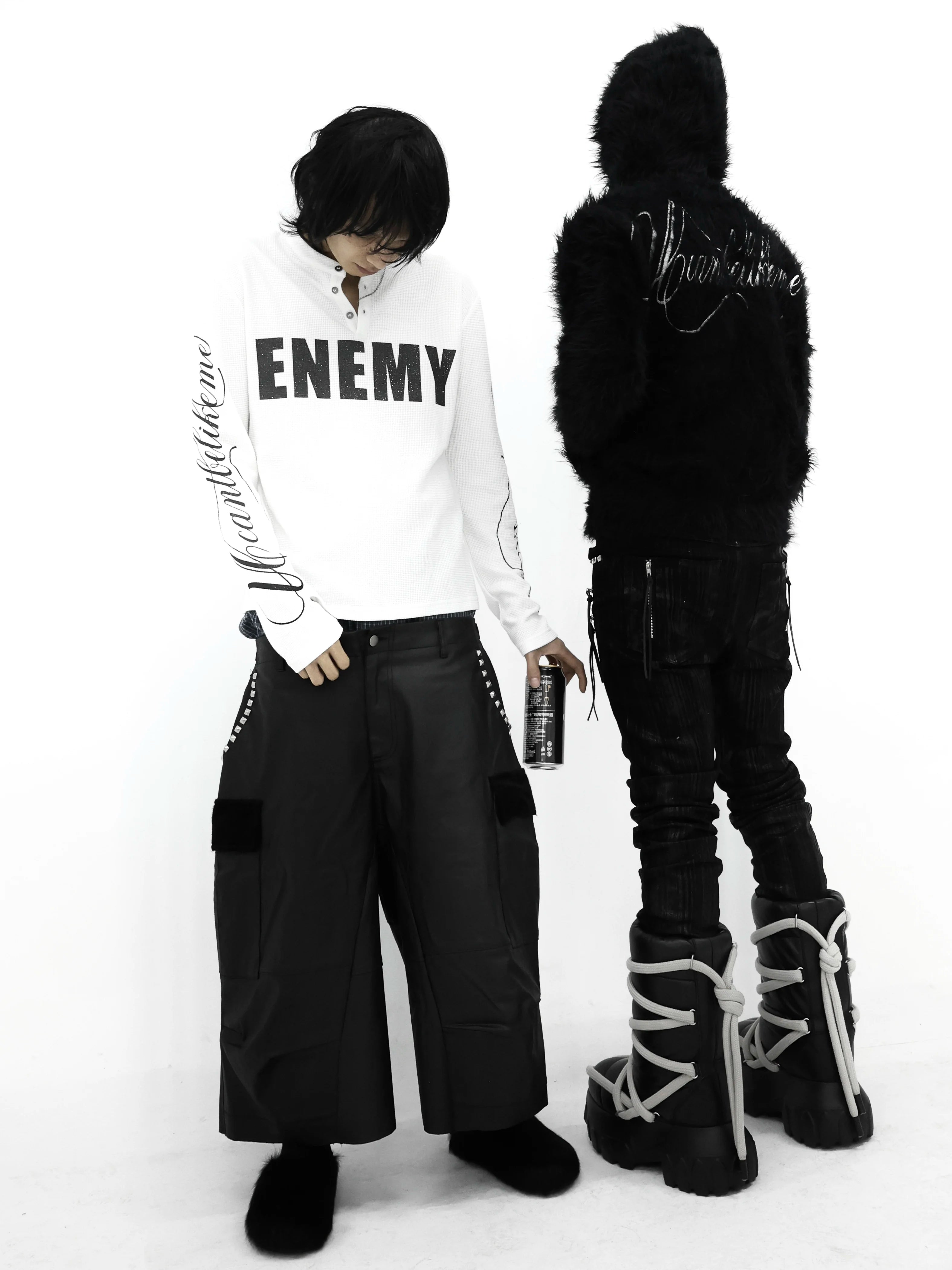 WAFFLE SLOGAN LONG SLEEVE TEE