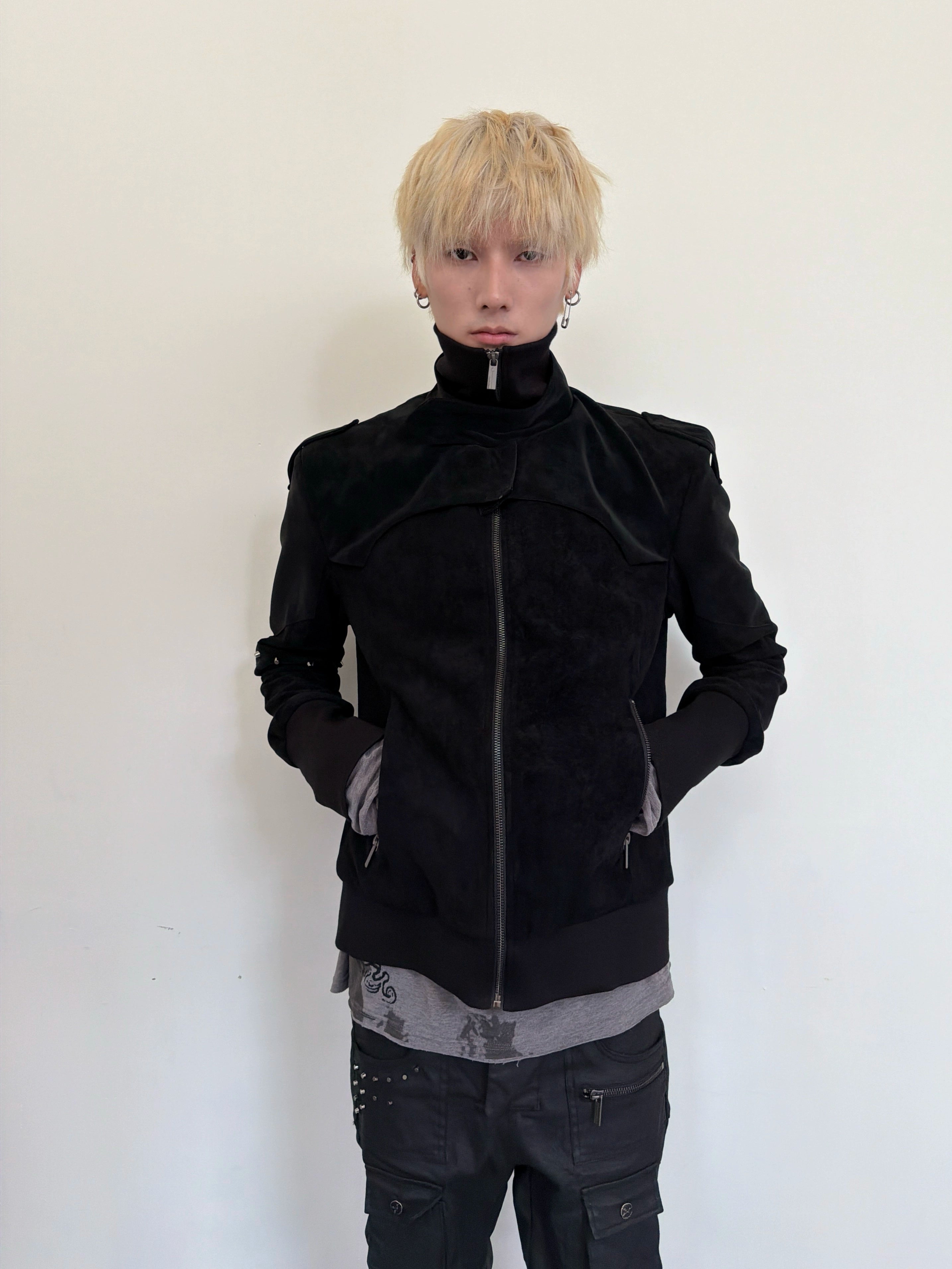 CROPPED STUDDED SUEDE JACKET