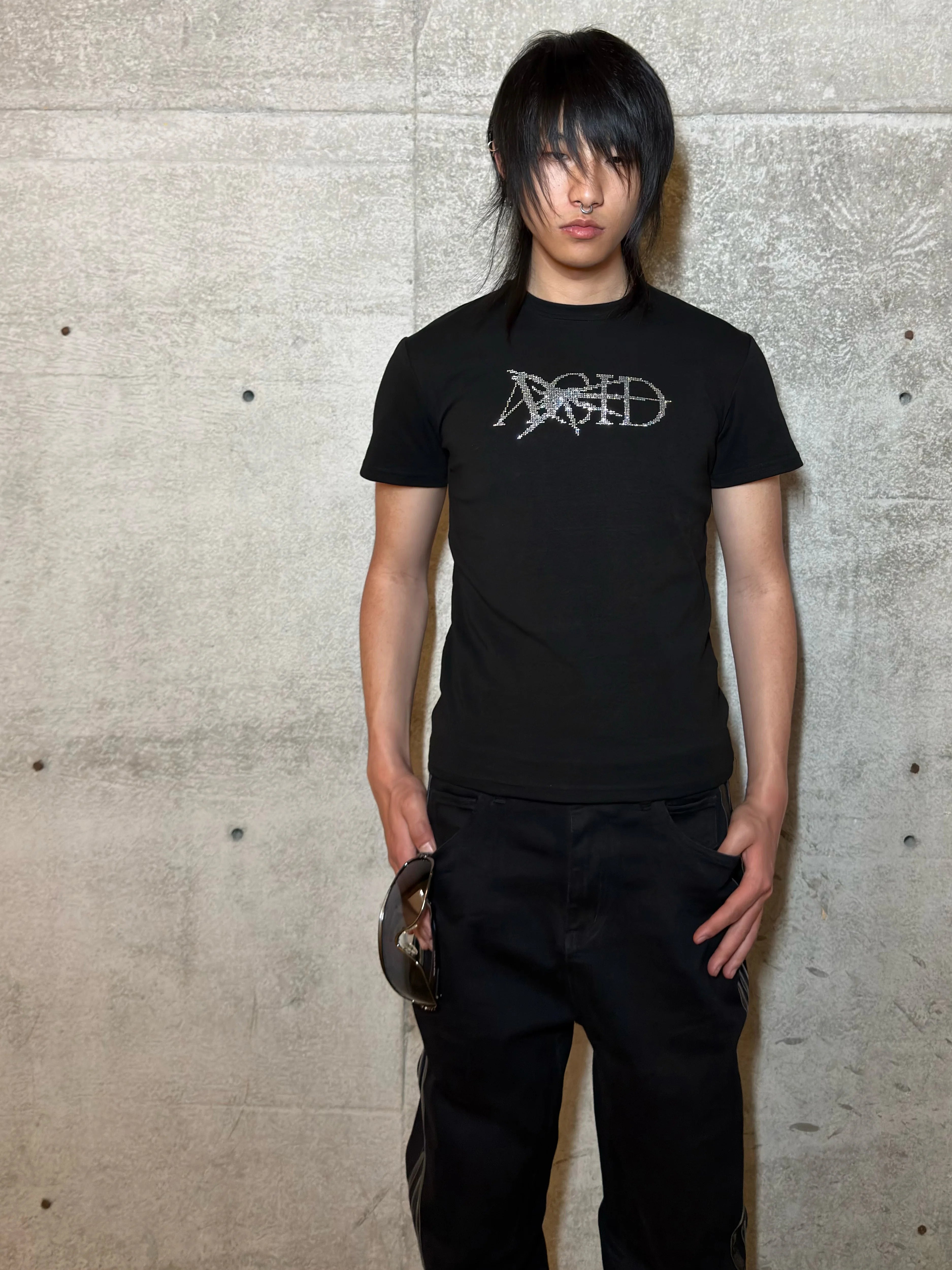 GRAINY RHINESTONE ACID TEE