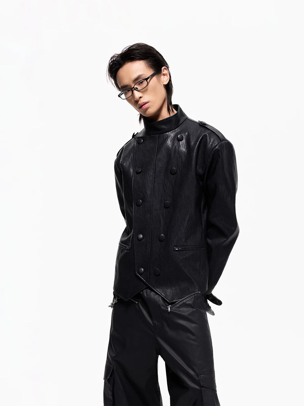 DECONSTRUCTED KNIGHT FAUX LEATHER JACKET