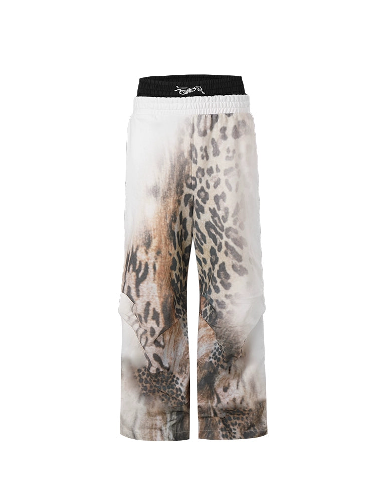 LEOPARD PRINT WIDE LEG PANTS