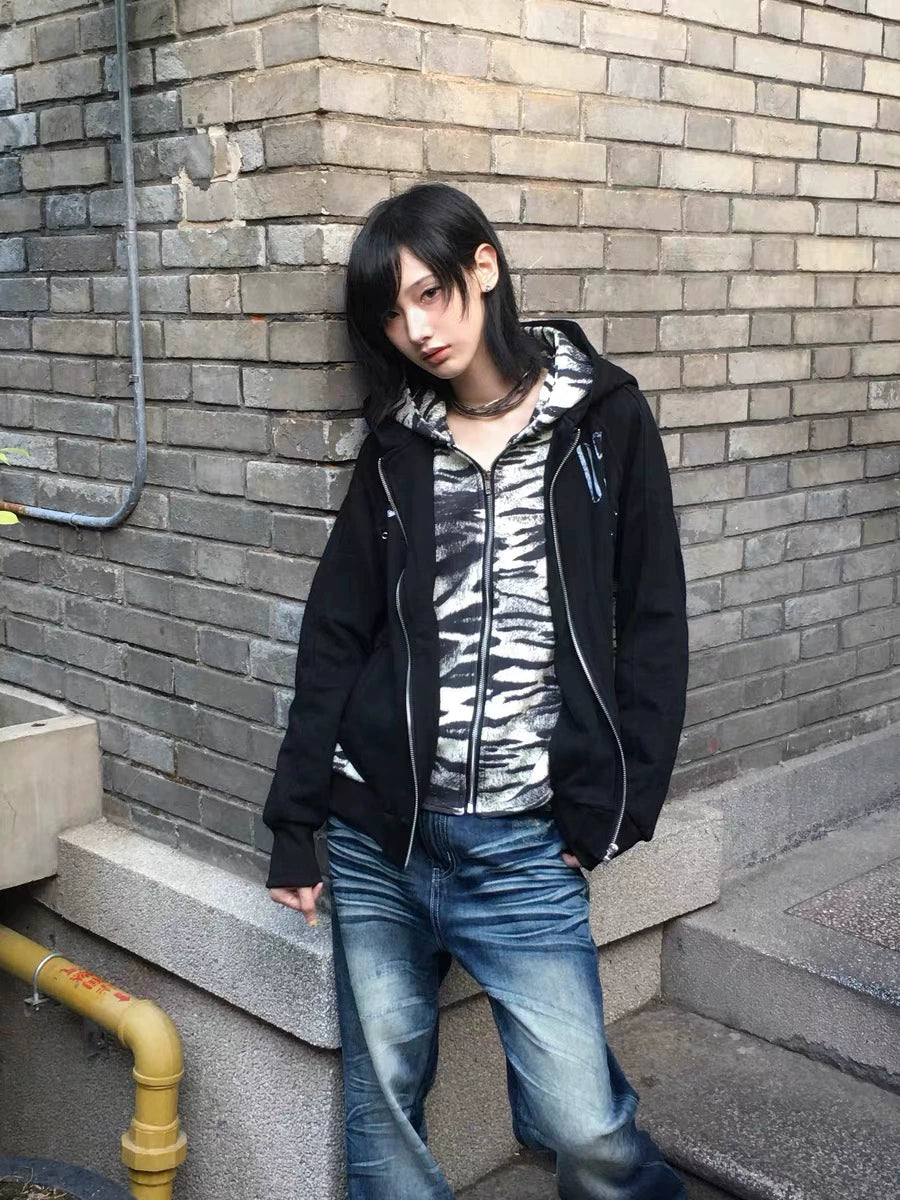 SLIM SWEATSHIRT JACKET WITH SKULL BUTTONS