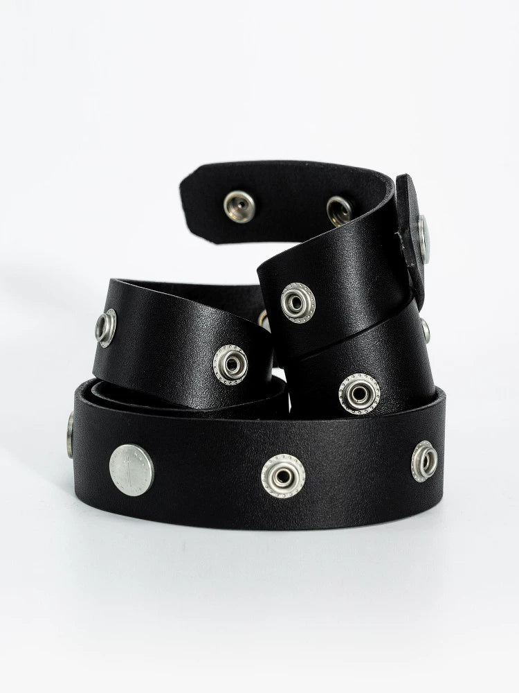 STUDDED BUCKLE LEATHER BELT