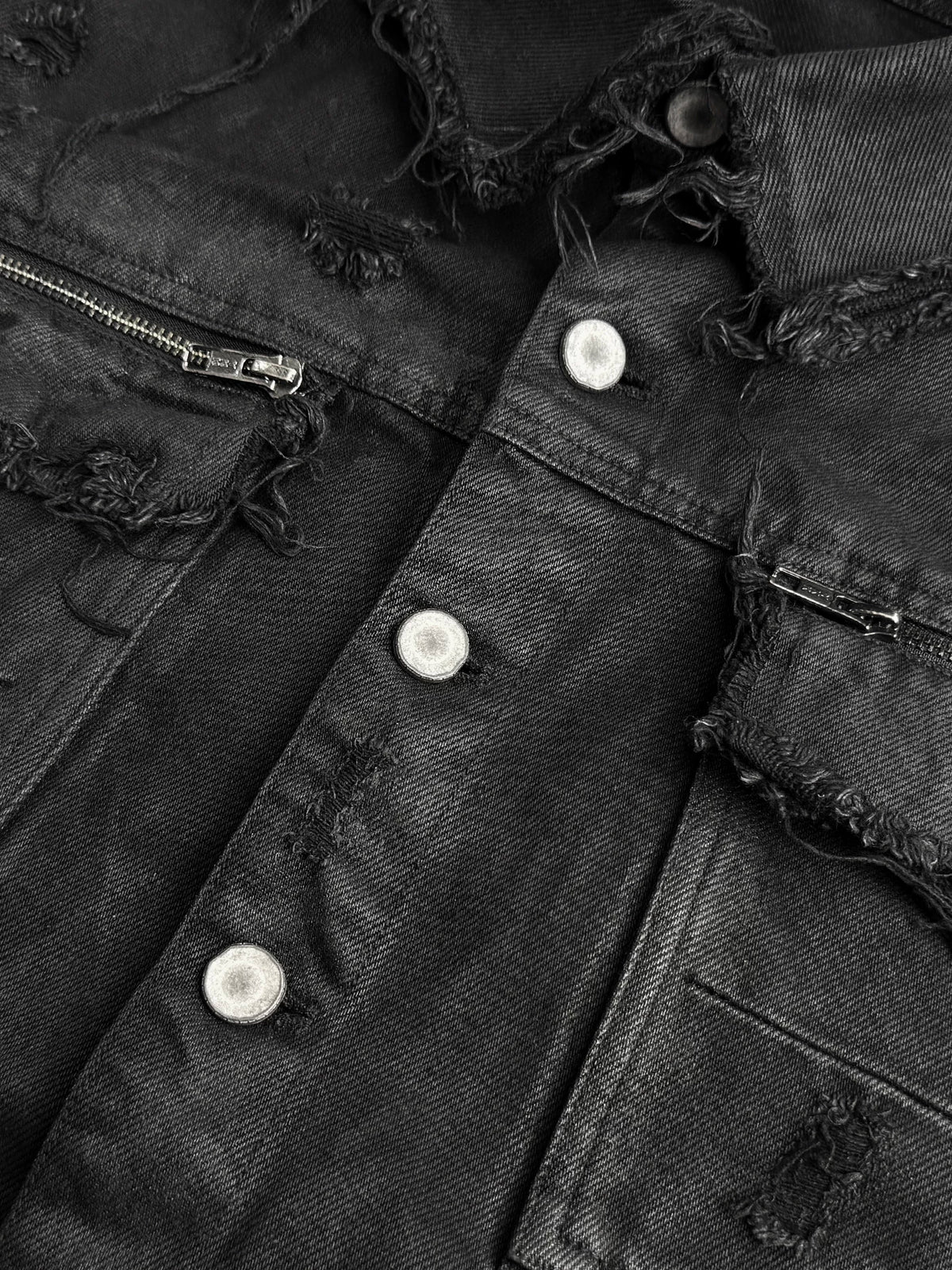 DISTRESSED WAXED DENIM JACKET