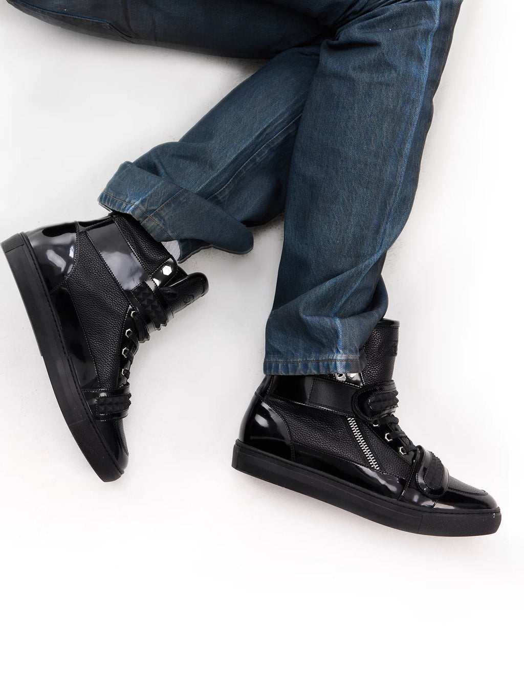 EMBOSSED RIVET HIGH-TOP SNEAKERS