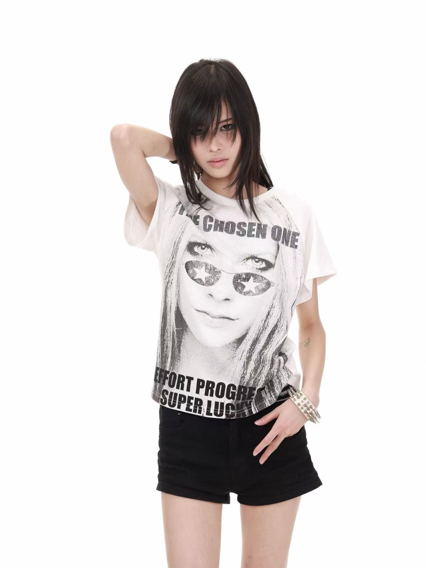 RHINESTONE PUNK STREET T-SHIRT