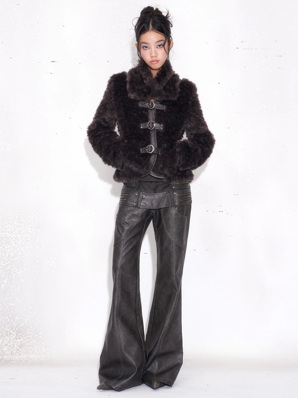 DARK LEATHER SLIM FIT PANTS