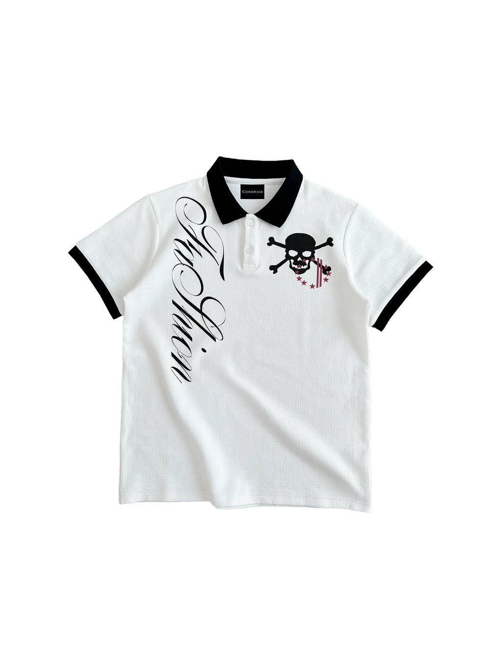 FLORAL SKULL PRINT POLO SHIRT
