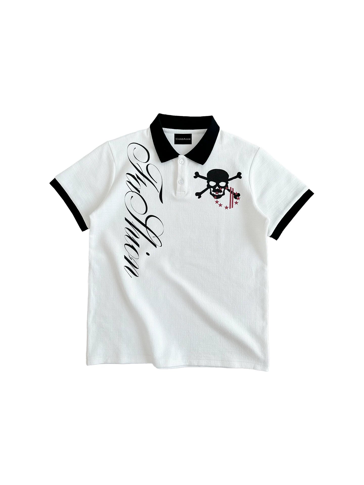 FLORAL SKULL PRINT POLO SHIRT