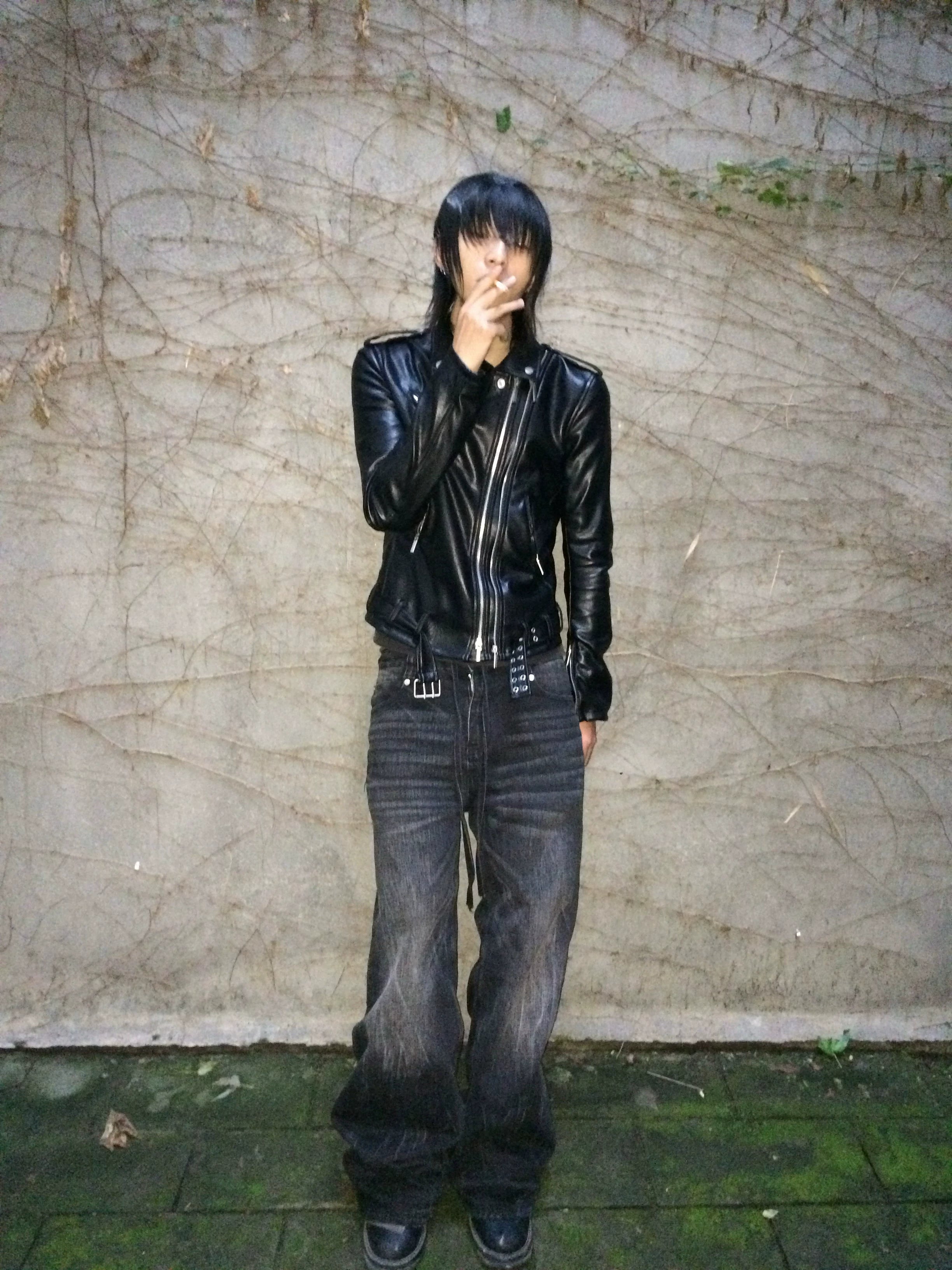 VOID ADJUSTABLE LEATHER BIKER JACKET