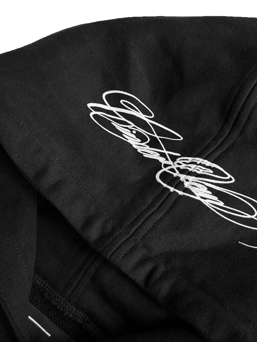 DISTRESSED COTTON SCRIPT HOODIE