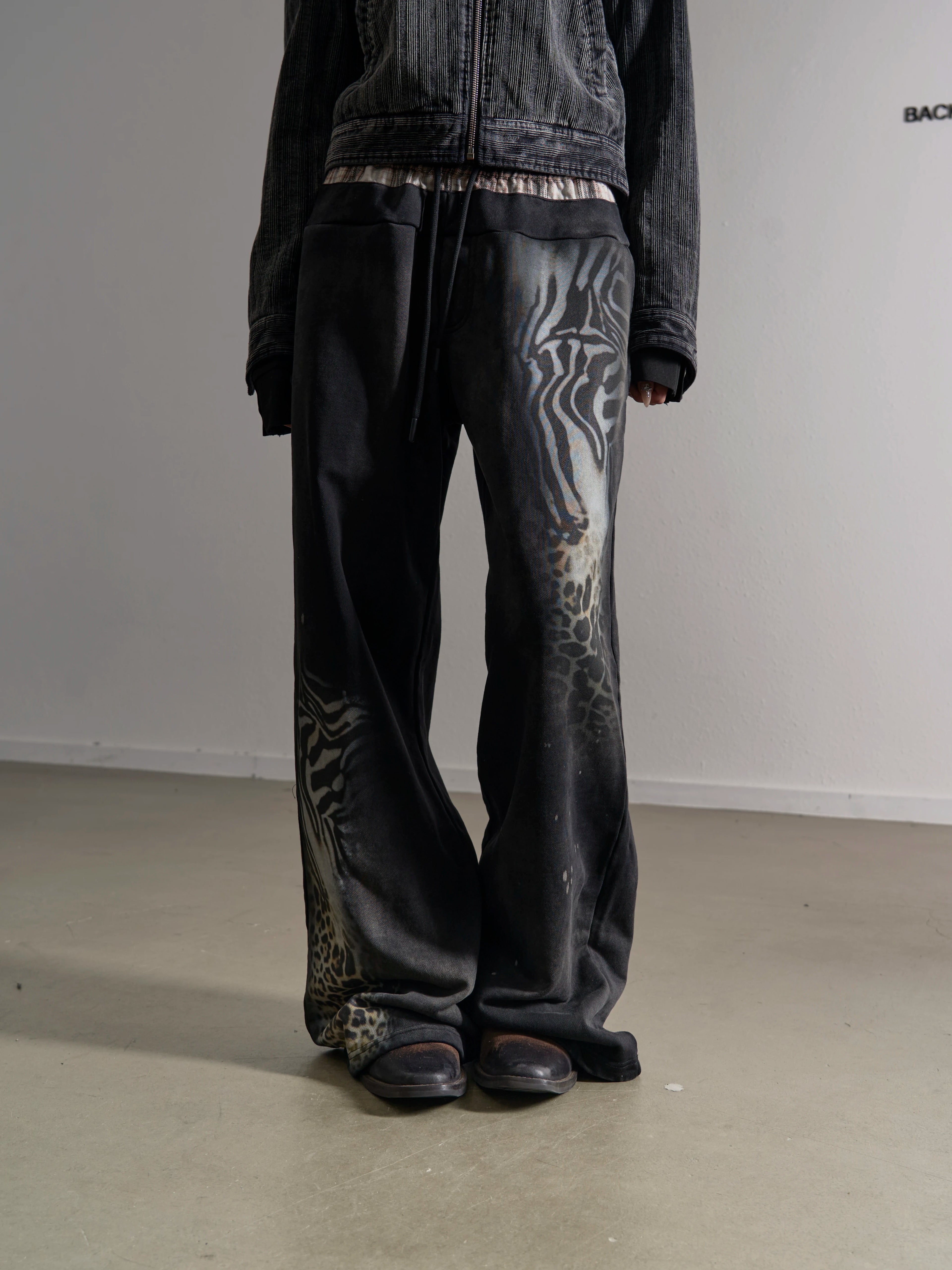 BLACK INK SPLATTER WIDE LEG PANTS