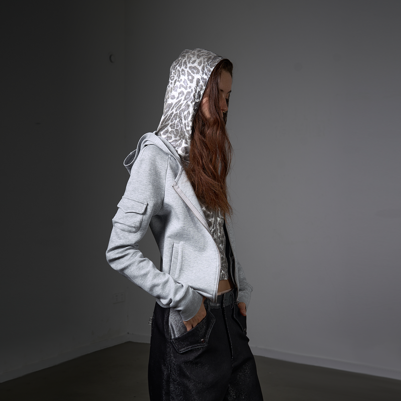 LEOPARD LAYERED HOODIE