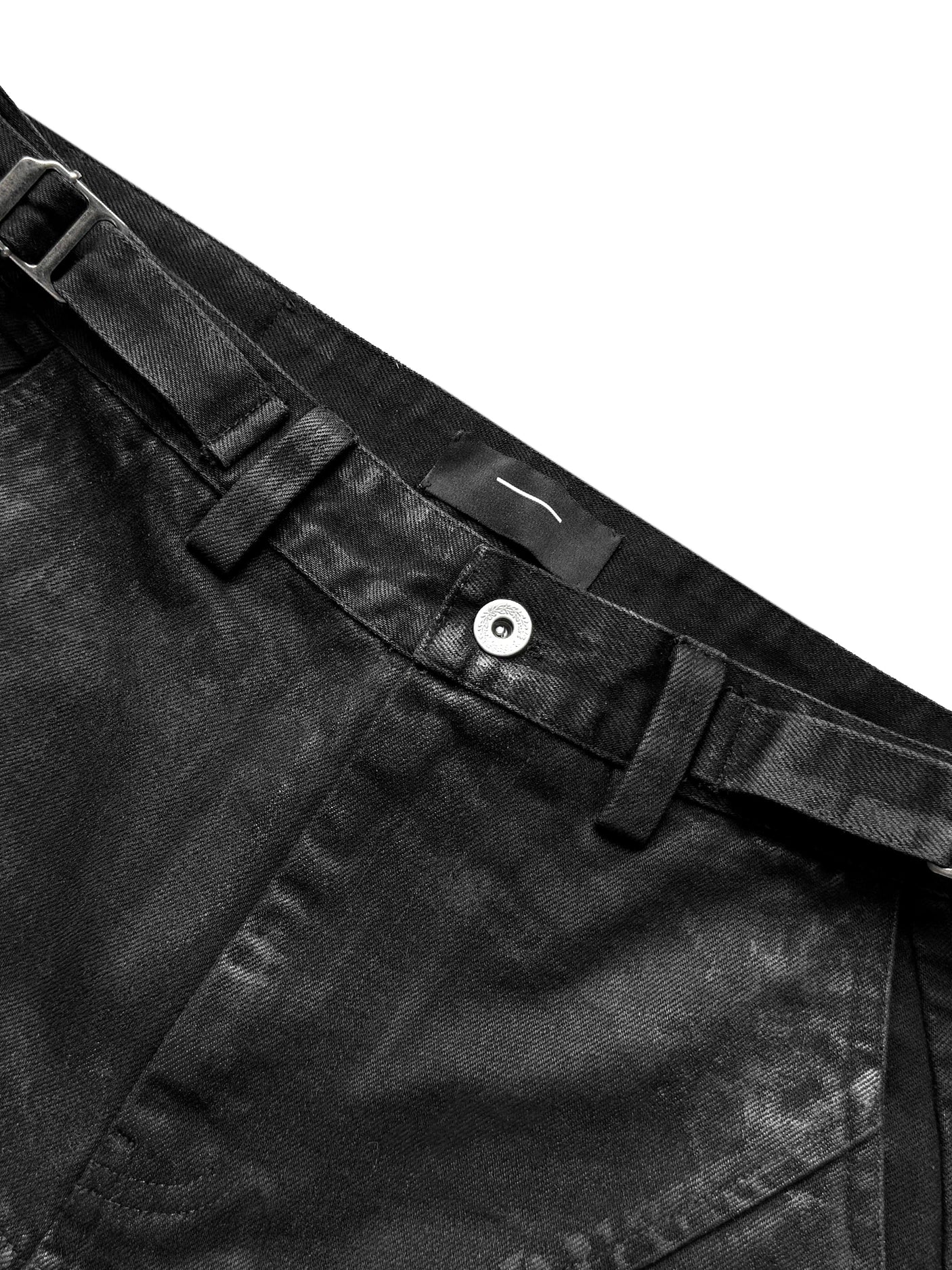 DECONSTRUCTED FRAYED DENIM PANTS