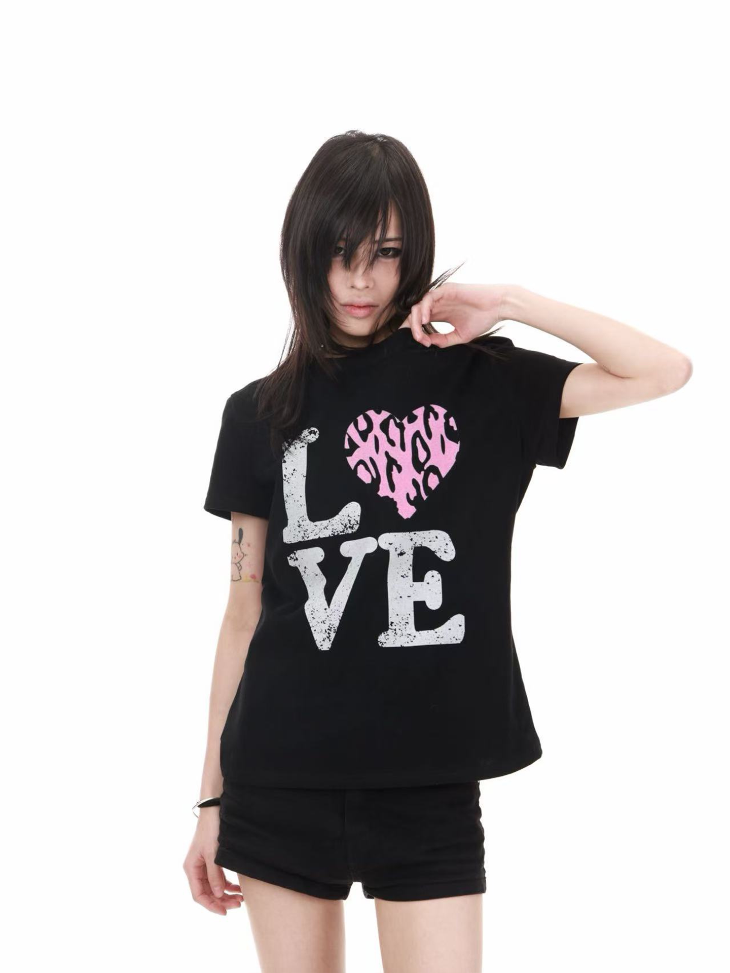 LEOPARD HEART PRINT T-SHIRT