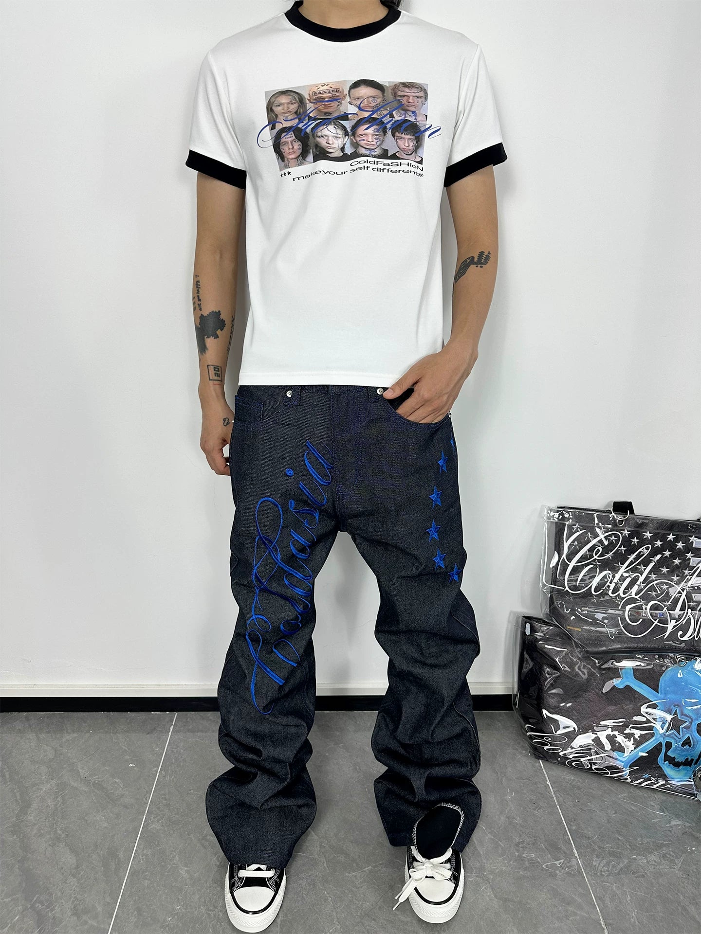 FASCINATING PRINTED SHOULDER T-SHIRT