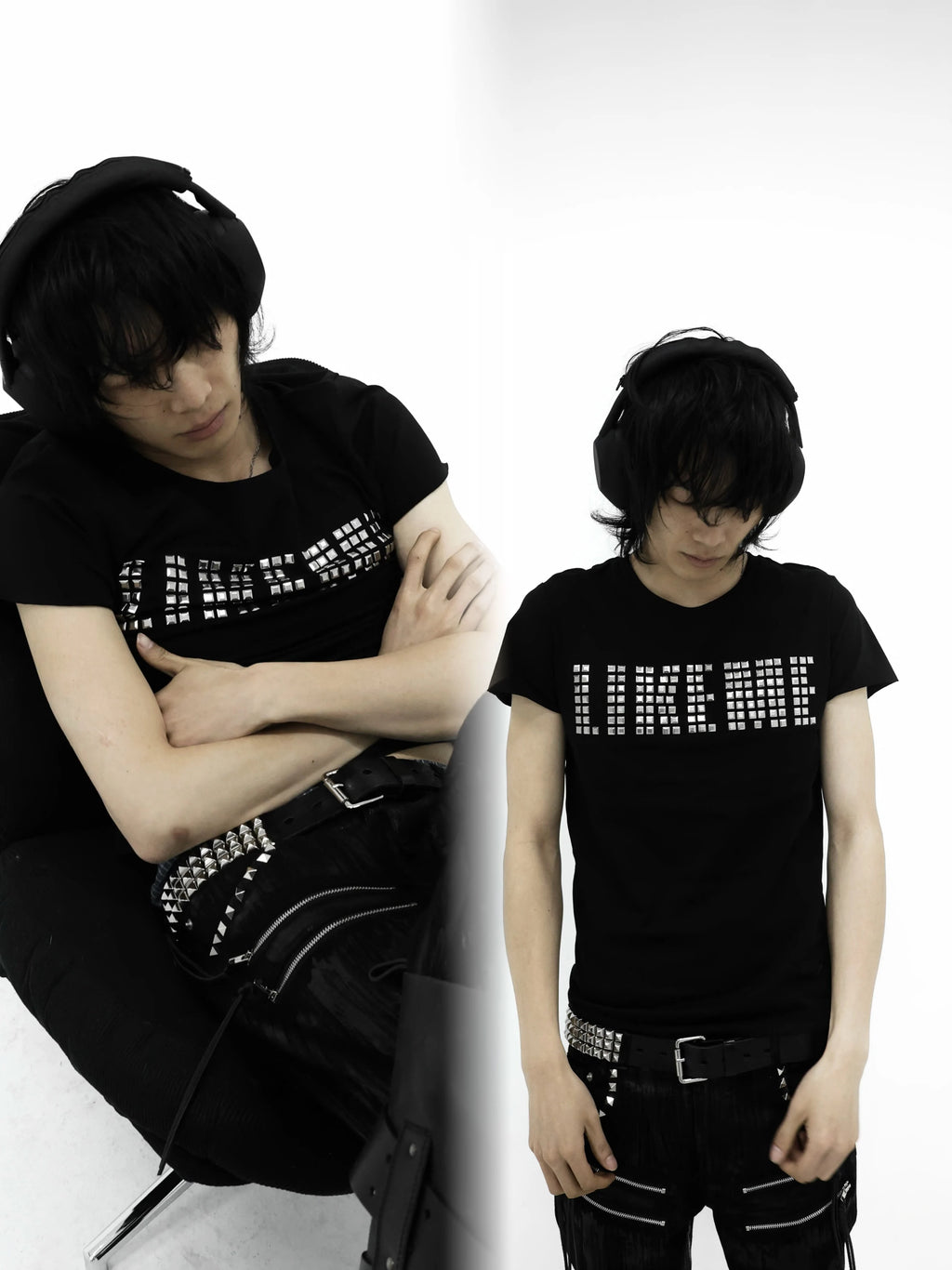 STUDDED SLOGAN SLIM TEE