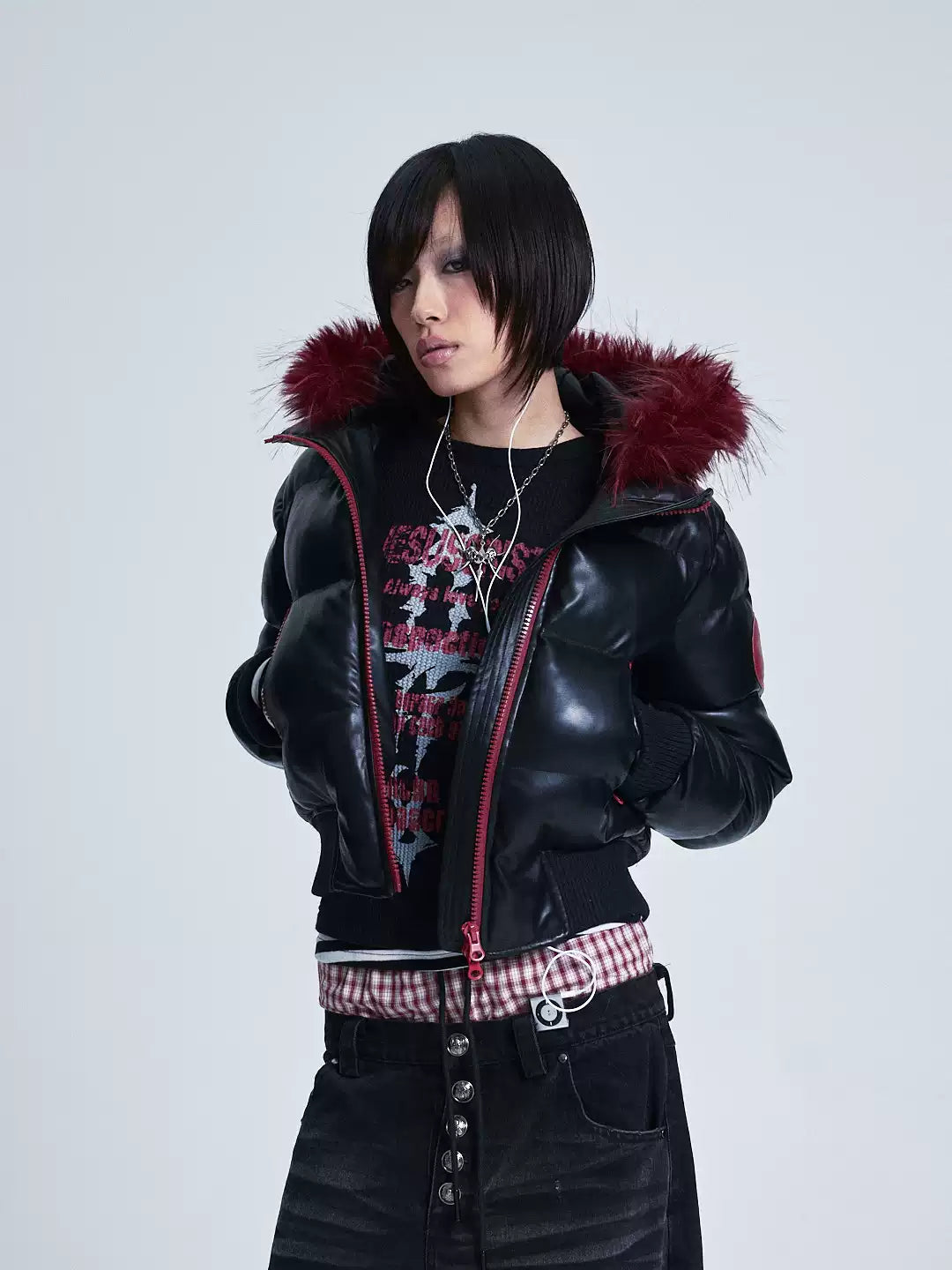 COLORFUL PATCHWORK FUR COLLAR JACKET