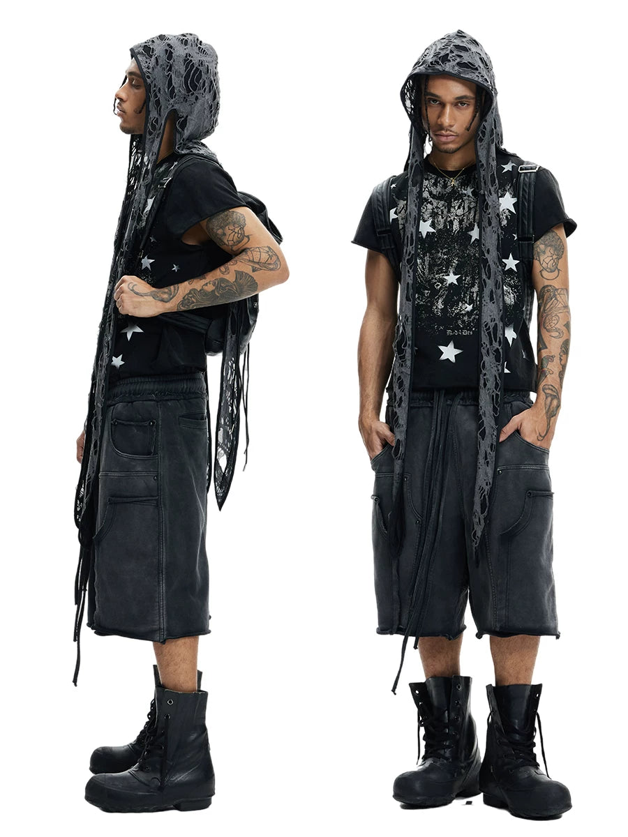DARK PUNK STAR PRINT T-SHIRT