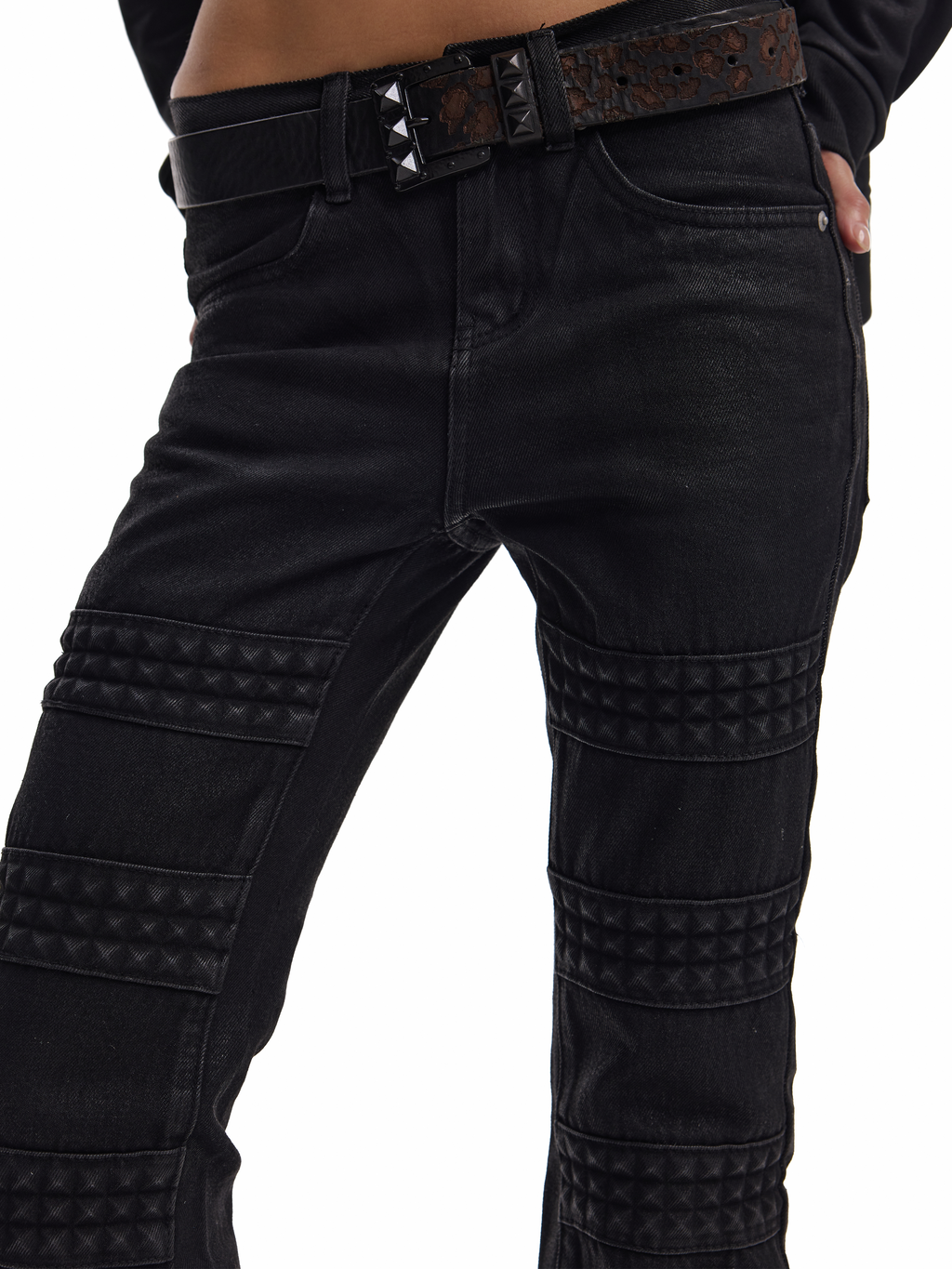 3D STUDDED SLIM-FIT JEANS