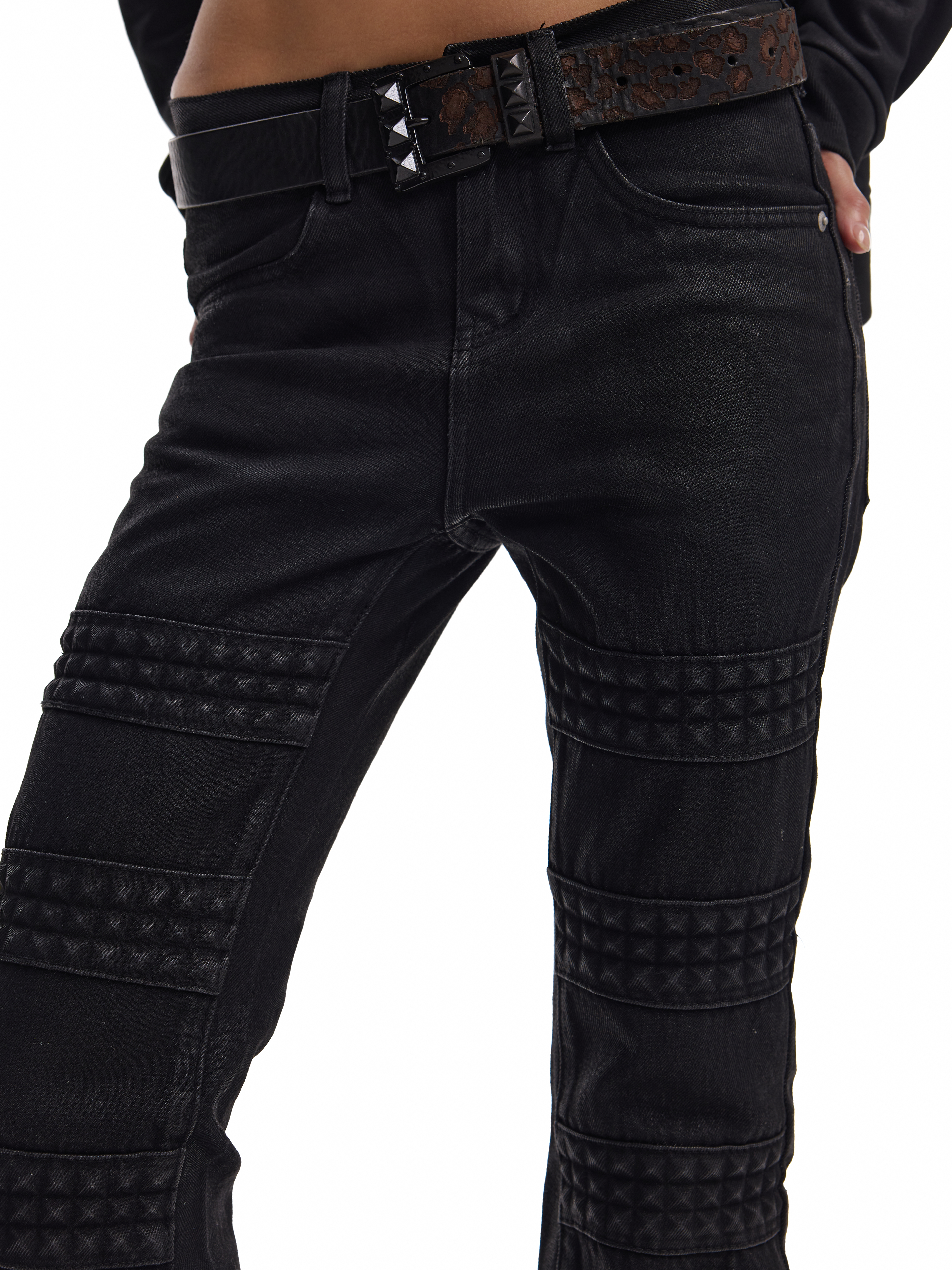 3D STUDDED SLIM-FIT JEANS