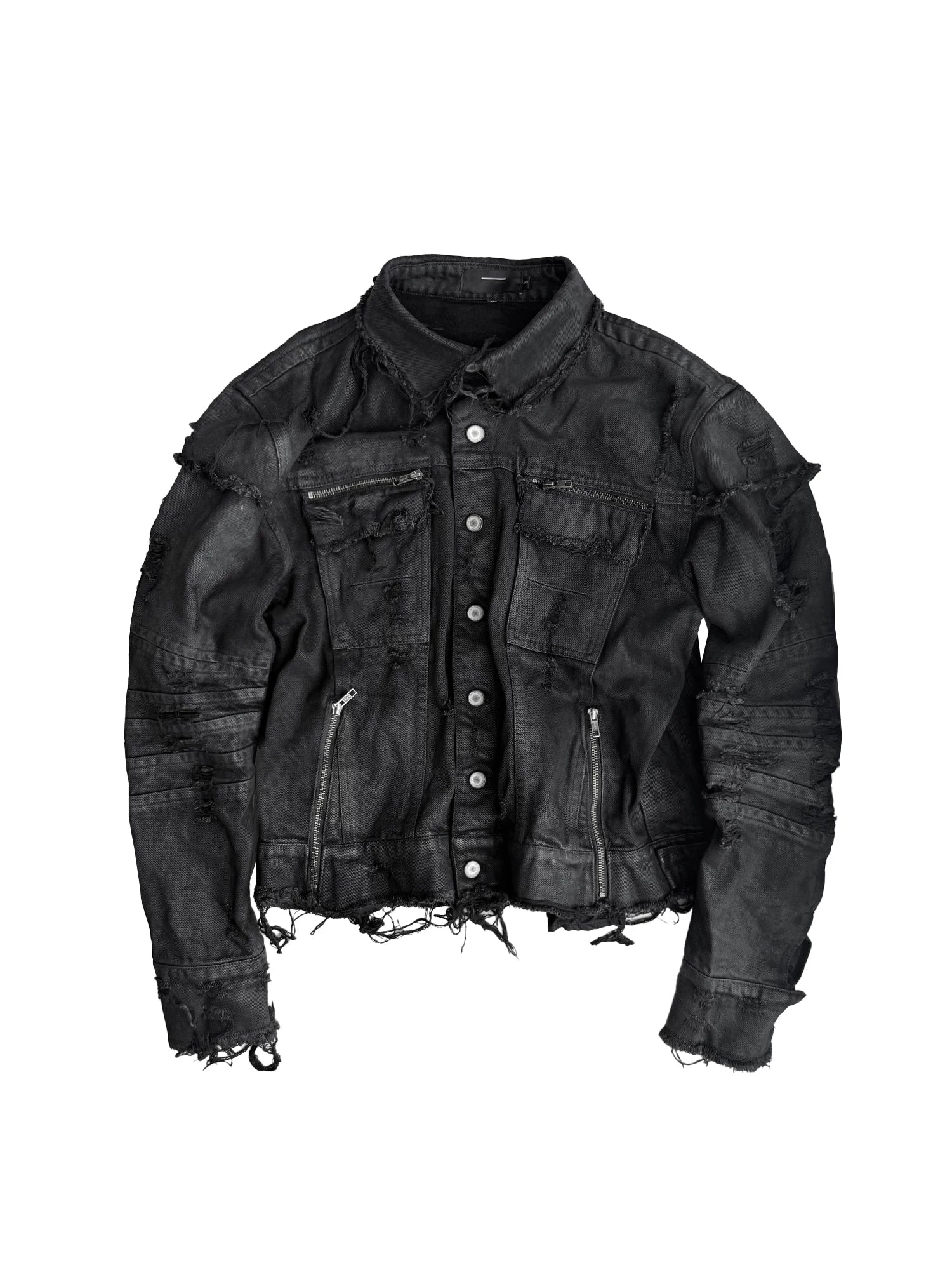 DISTRESSED WAXED DENIM JACKET
