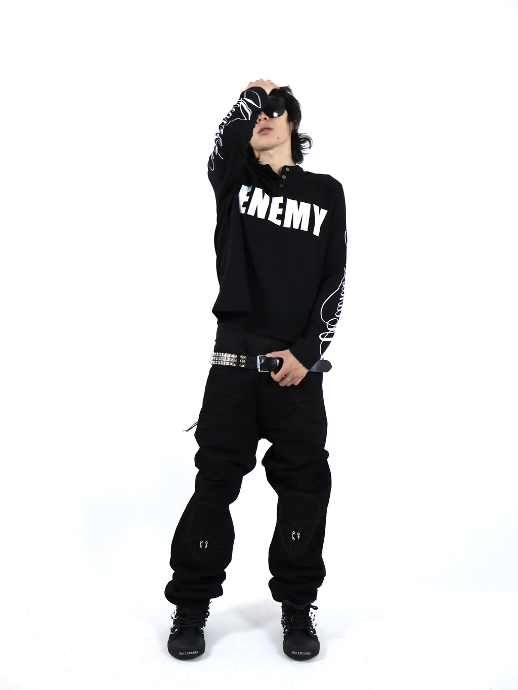 ENEMY CURSIVE PRINT LONG-SLEEVE SHIRT