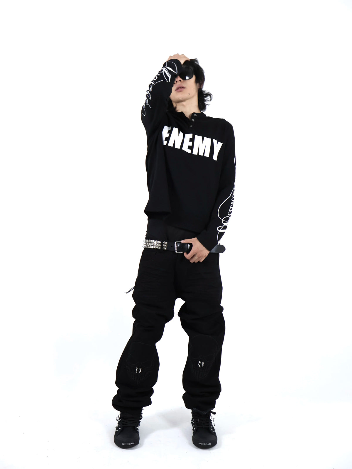 ENEMY CURSIVE PRINT LONG-SLEEVE SHIRT