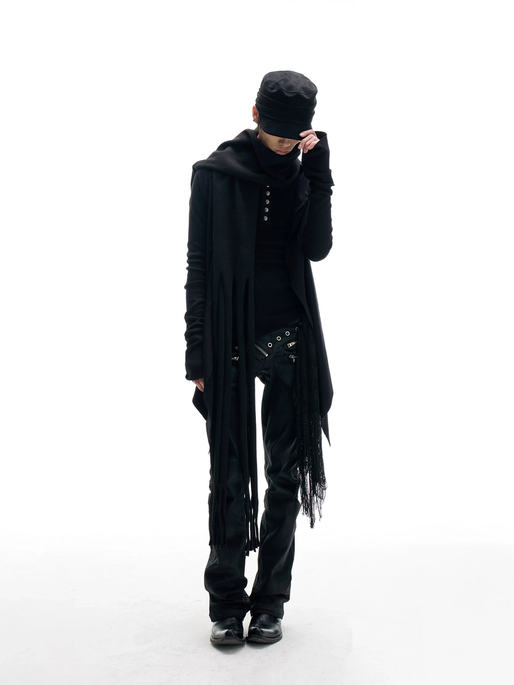 THICK BLACK FRINGE SCARF