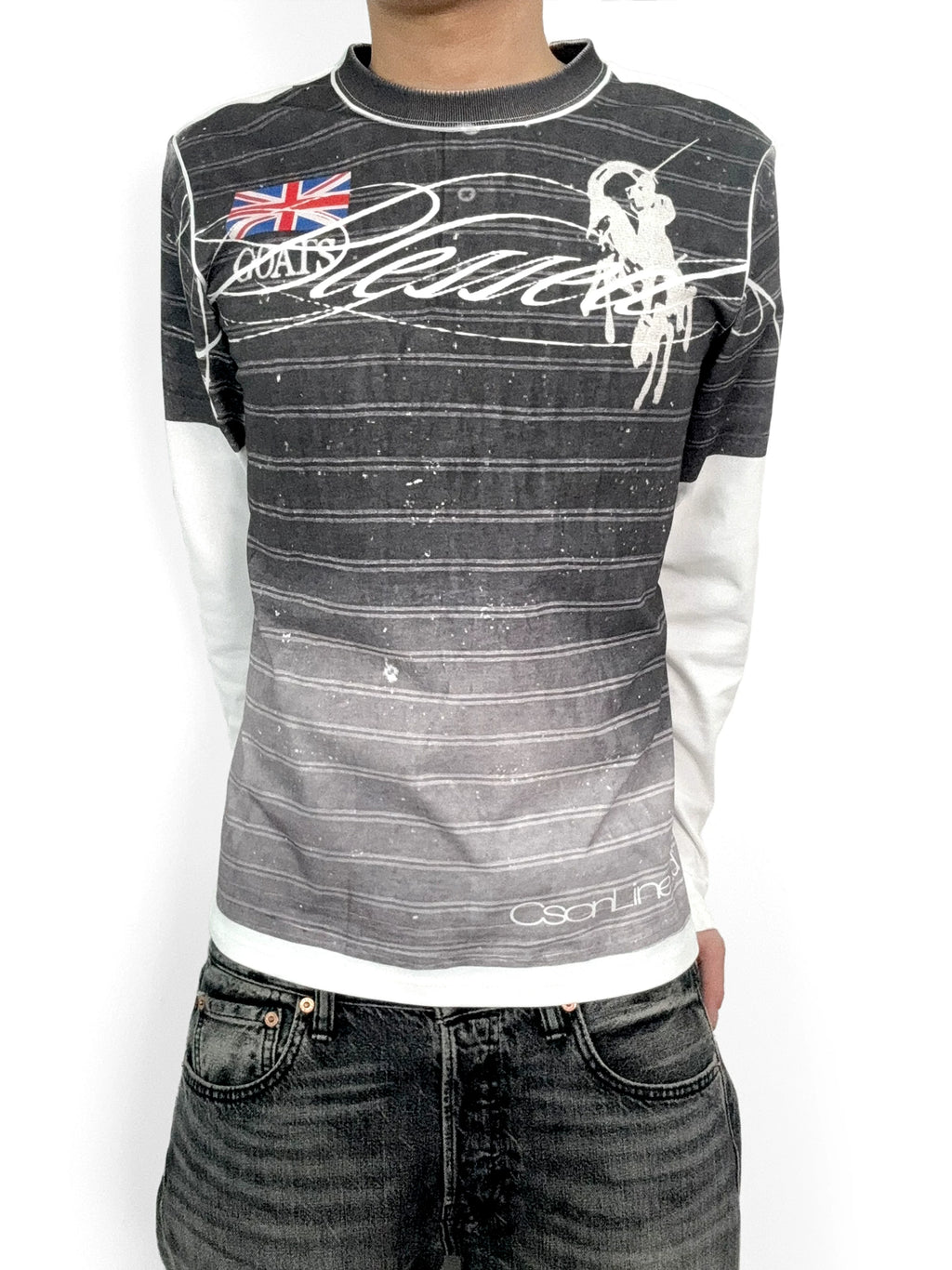 STRIPED LONG SLEEVE POLO SHIRT