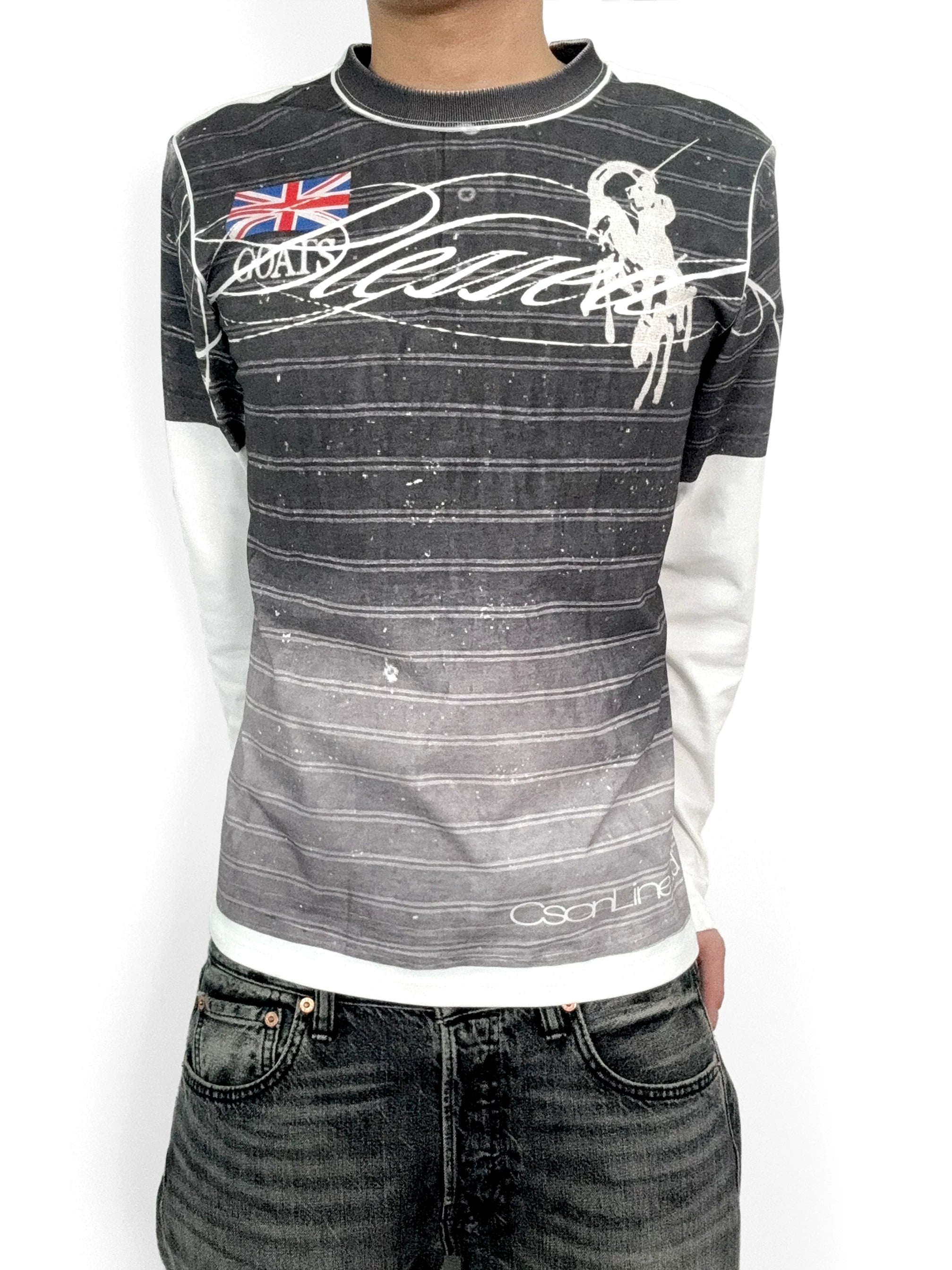 STRIPED LONG SLEEVE POLO SHIRT