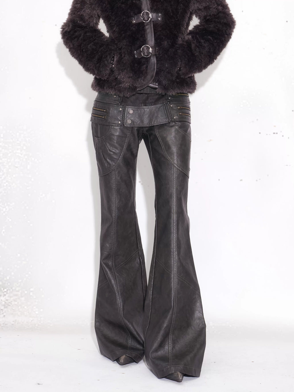 DARK LEATHER SLIM FIT PANTS