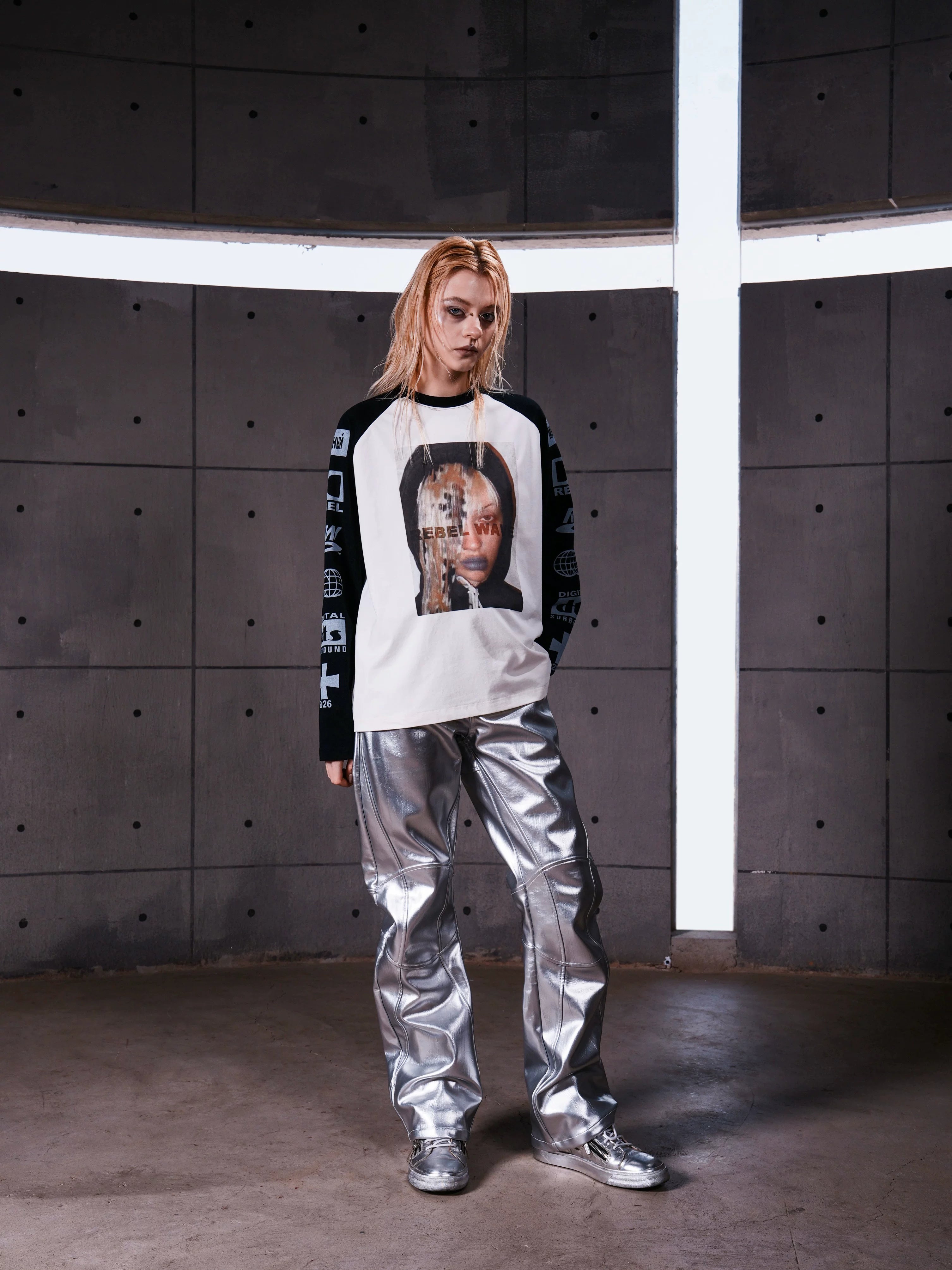 WAVE PRINT LONG SLEEVE TEE