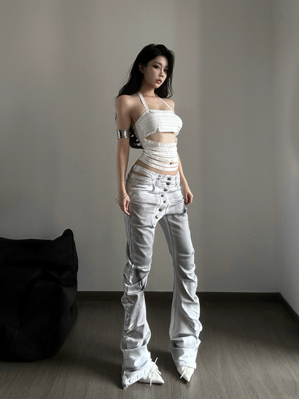 CAT WHISKERS CURVED JEANS