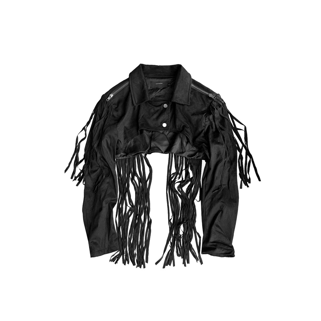 CROPPED SUEDE FRINGED JACKET