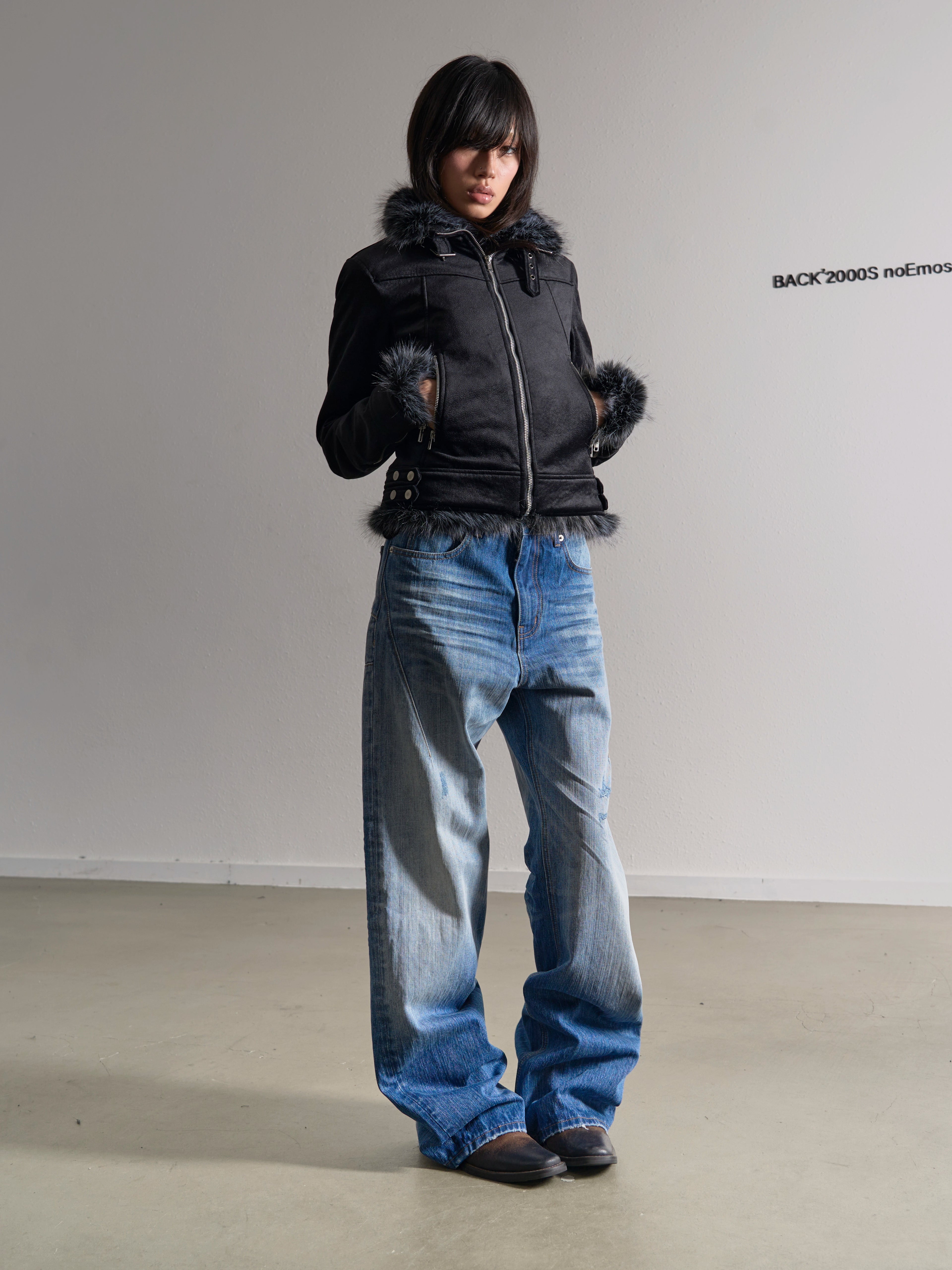 THICK FUR COLLAR JACKET