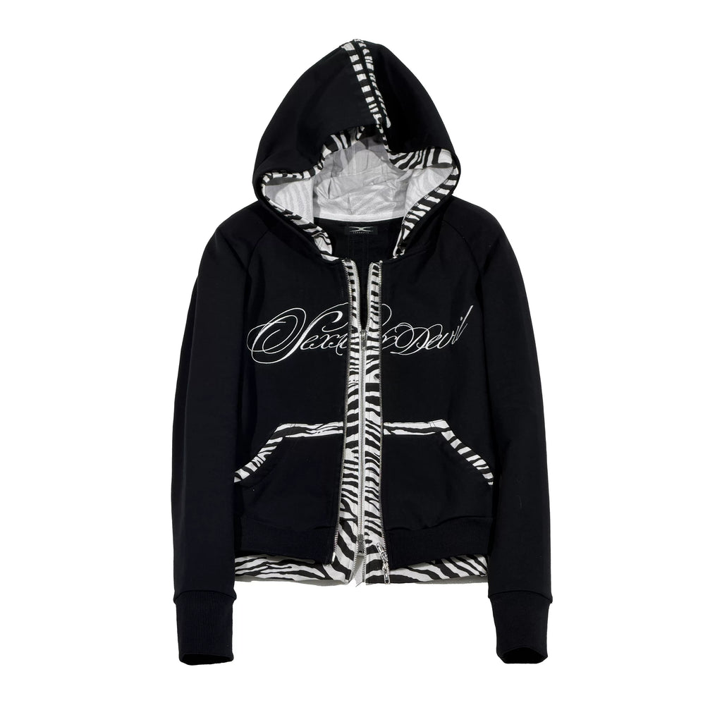 ZEBRA PRINT HOODED CARDIGAN