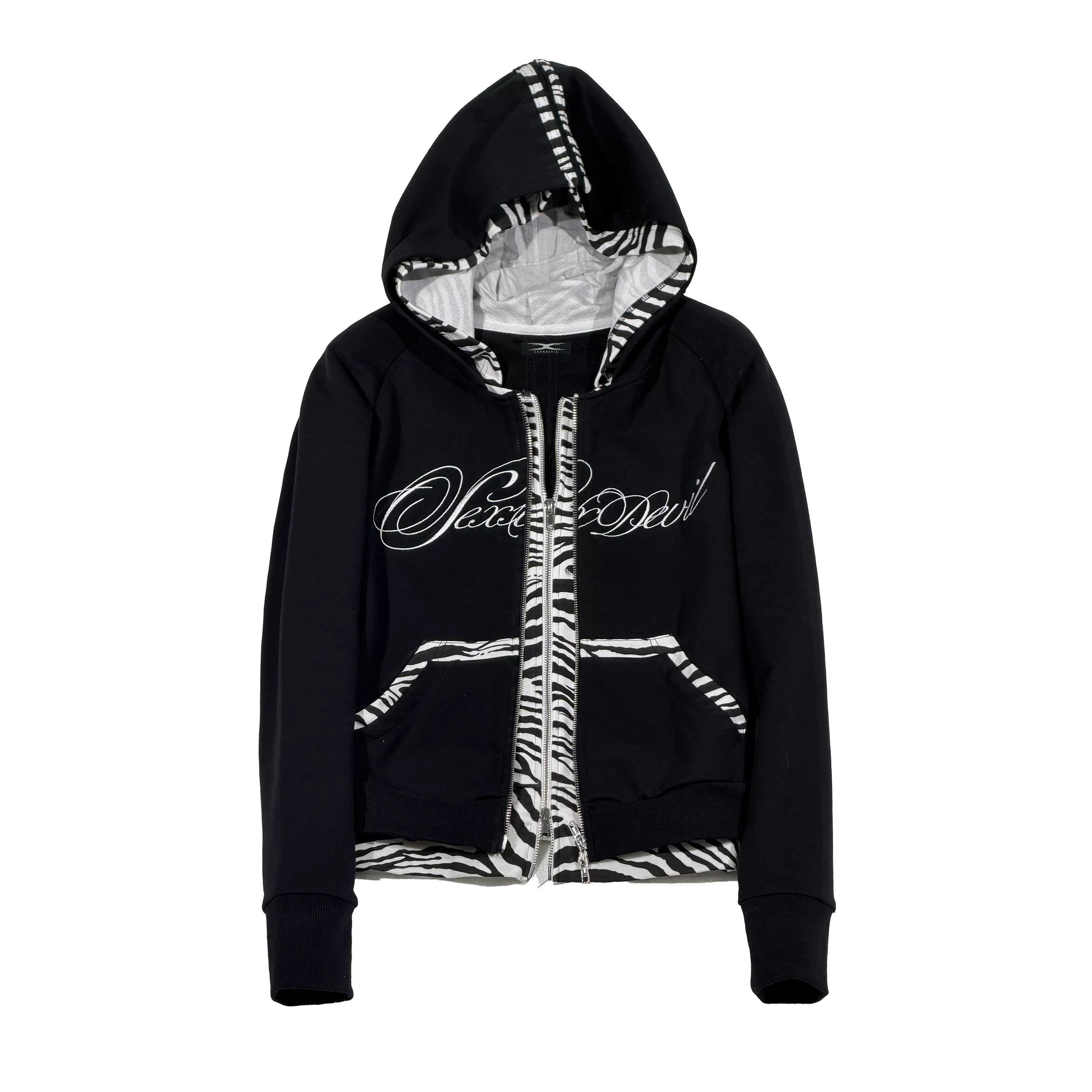 ZEBRA PRINT HOODED CARDIGAN