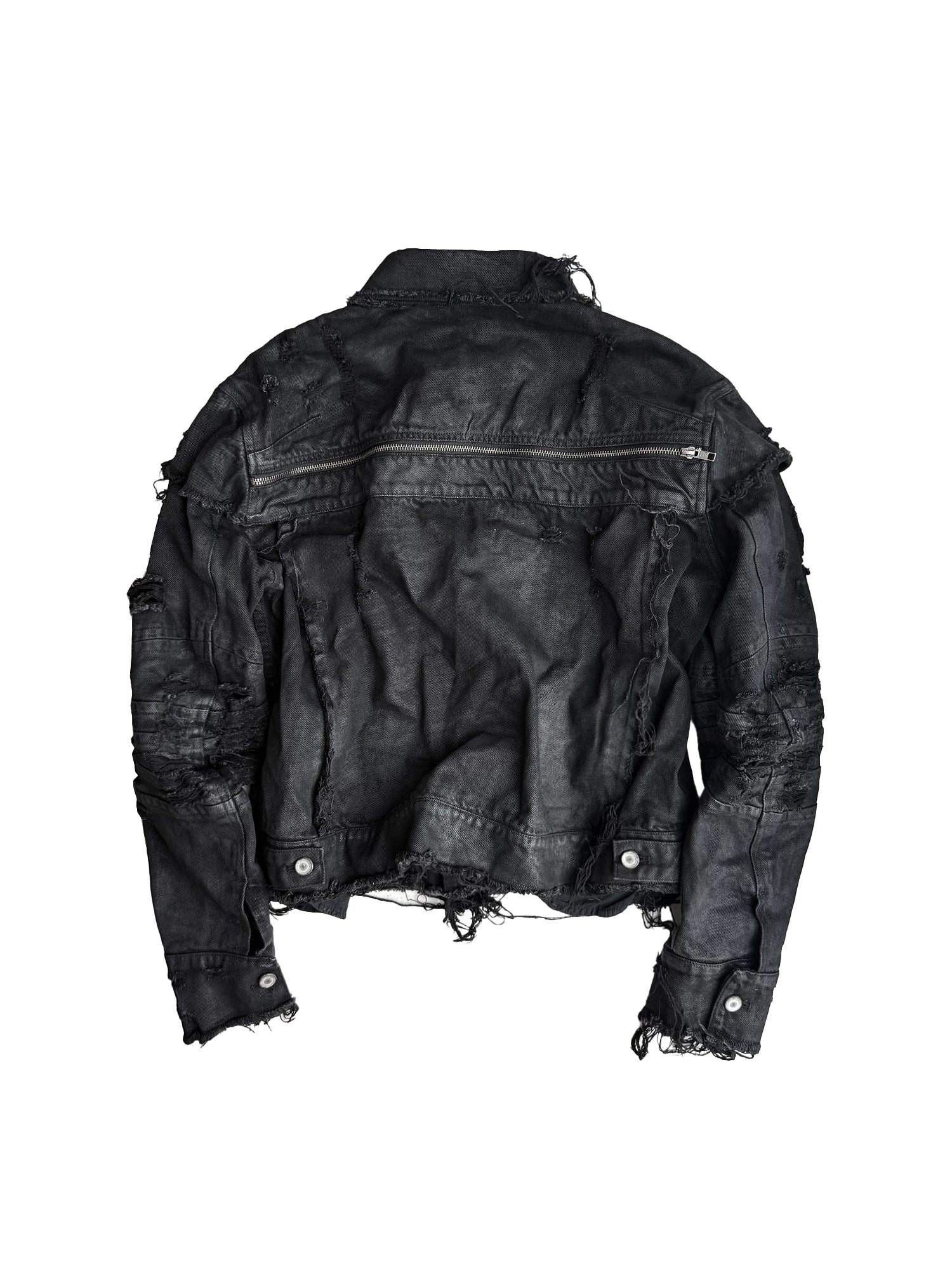 DISTRESSED WAXED DENIM JACKET
