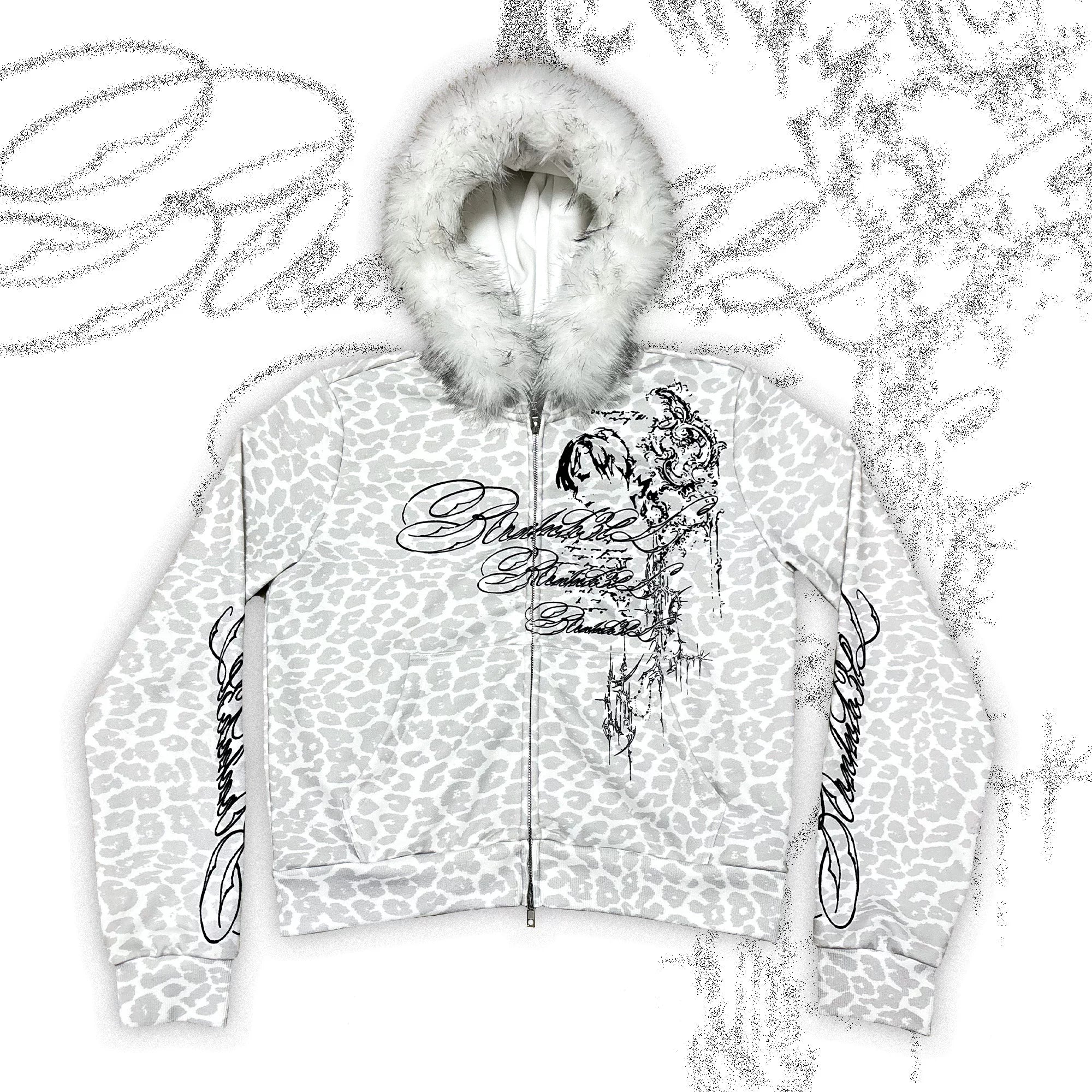 LEOPARD PRINT FUR COLLAR JACKET