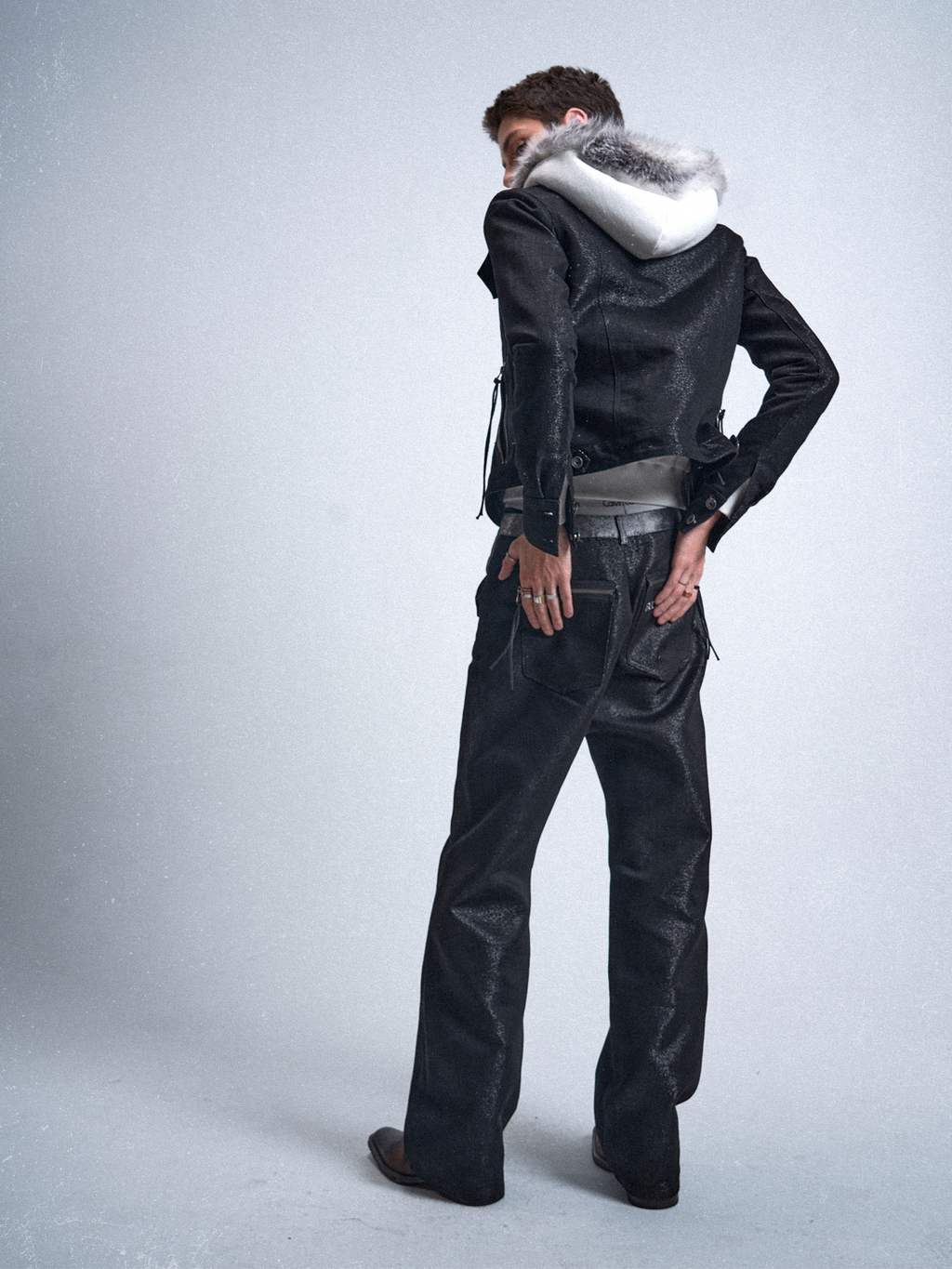 RAW SILVER WEAVE DENIM JEANS