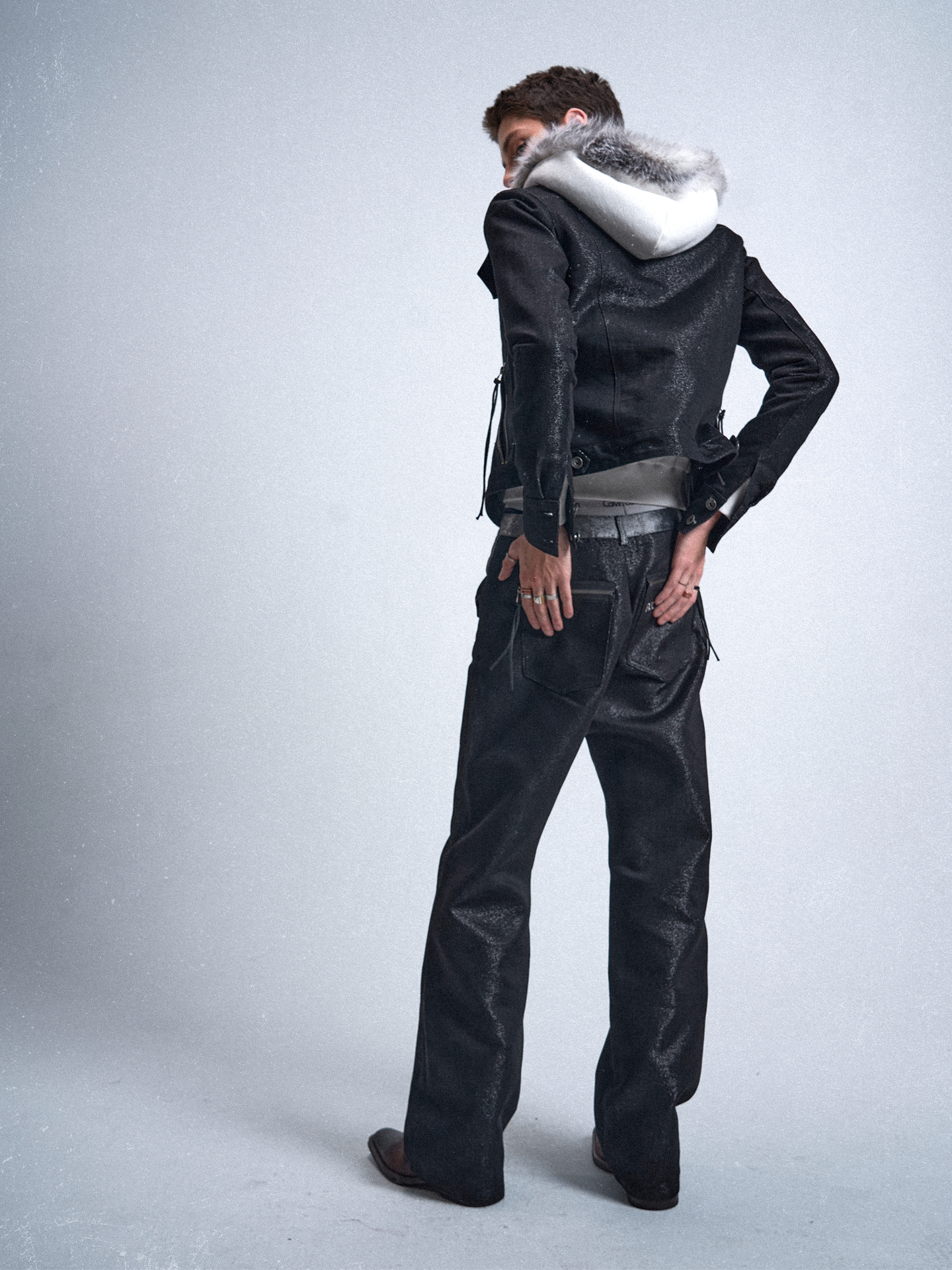 RAW SILVER WEAVE DENIM JEANS