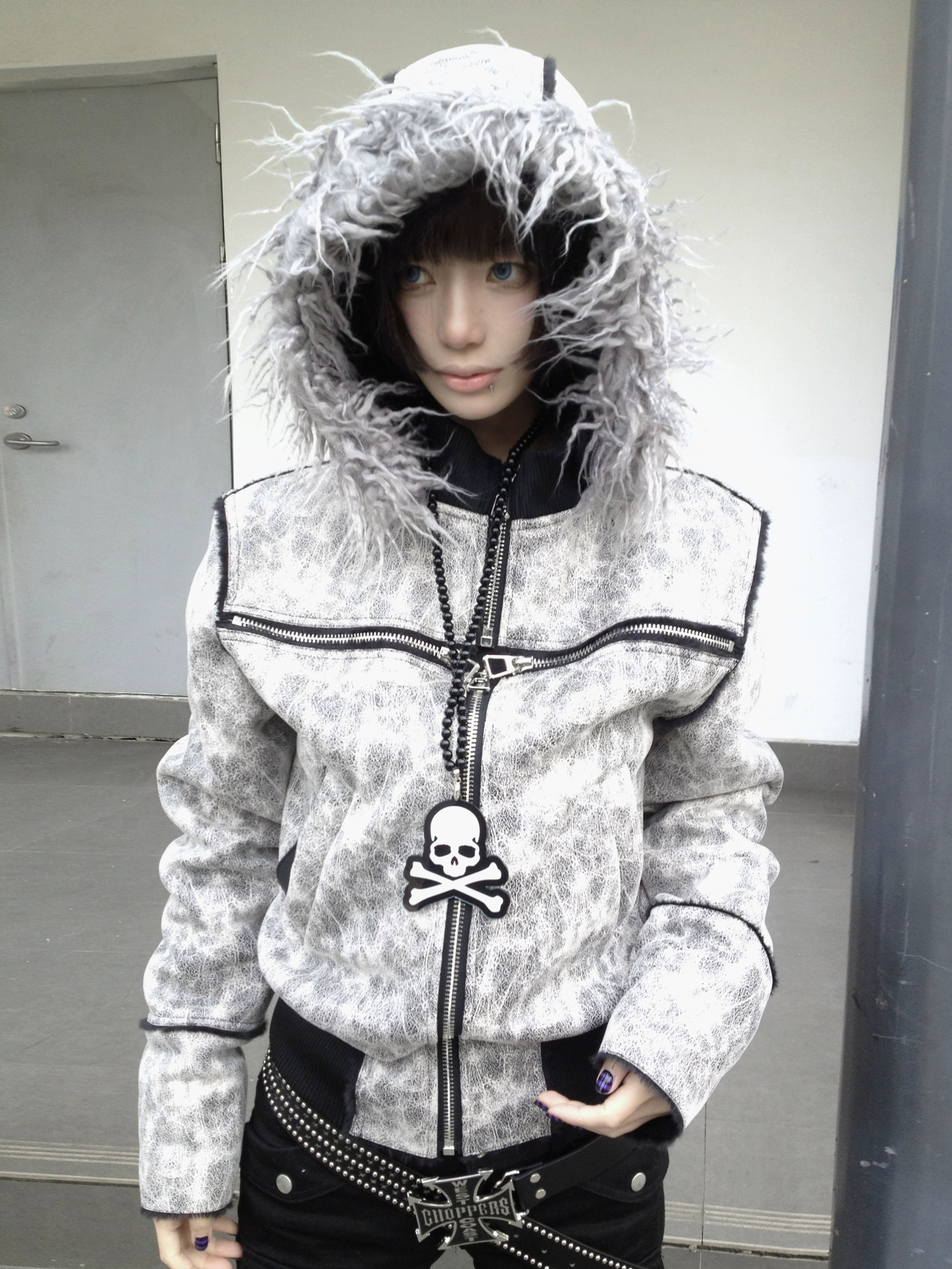 OCCULT LEATHER HOODED JACKET