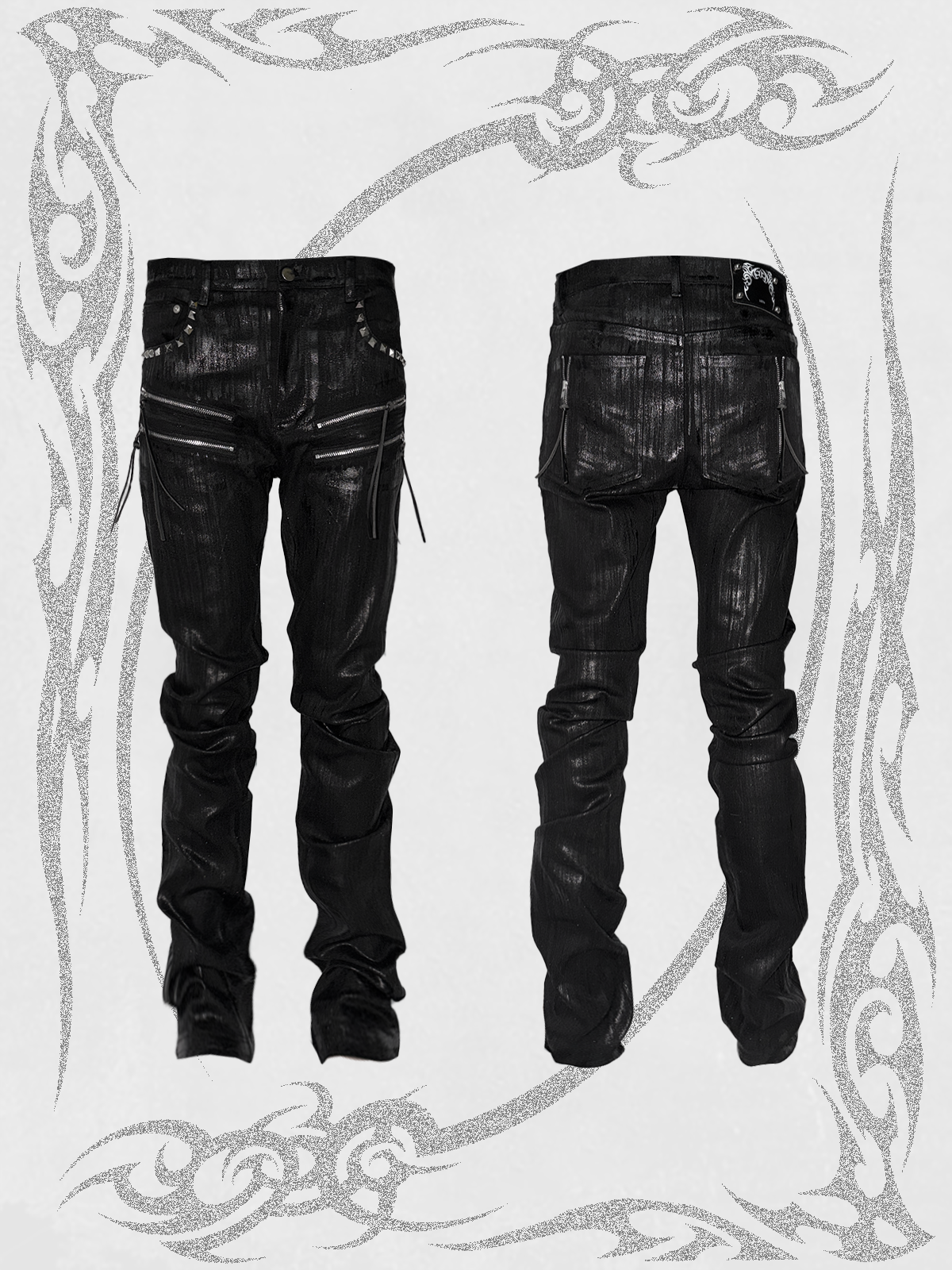 COATED SLIM FIT BLACK JEANS