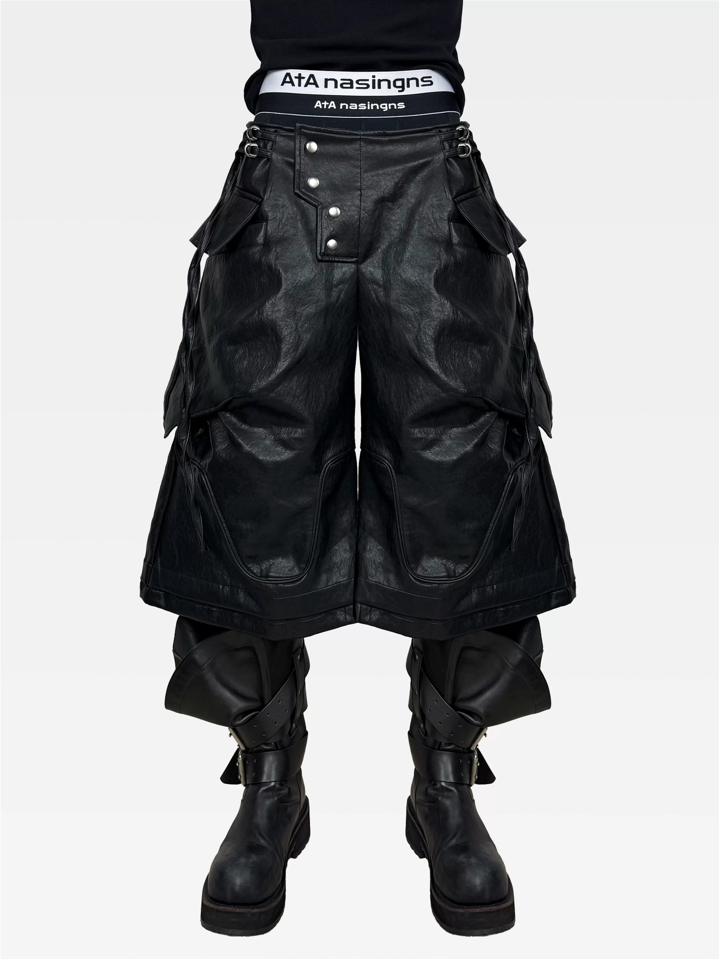 DECONSTRUCTED LEATHER SHORTS