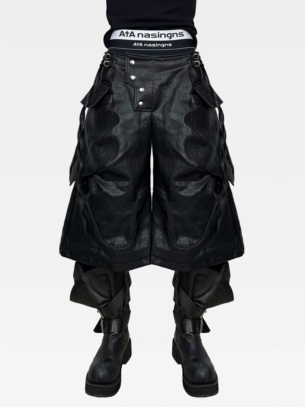 DECONSTRUCTED LEATHER SHORTS