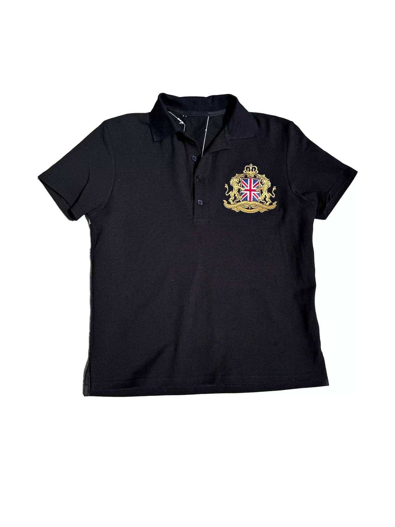BEIGE FLAG EMBROIDERED POLO T-SHIRT