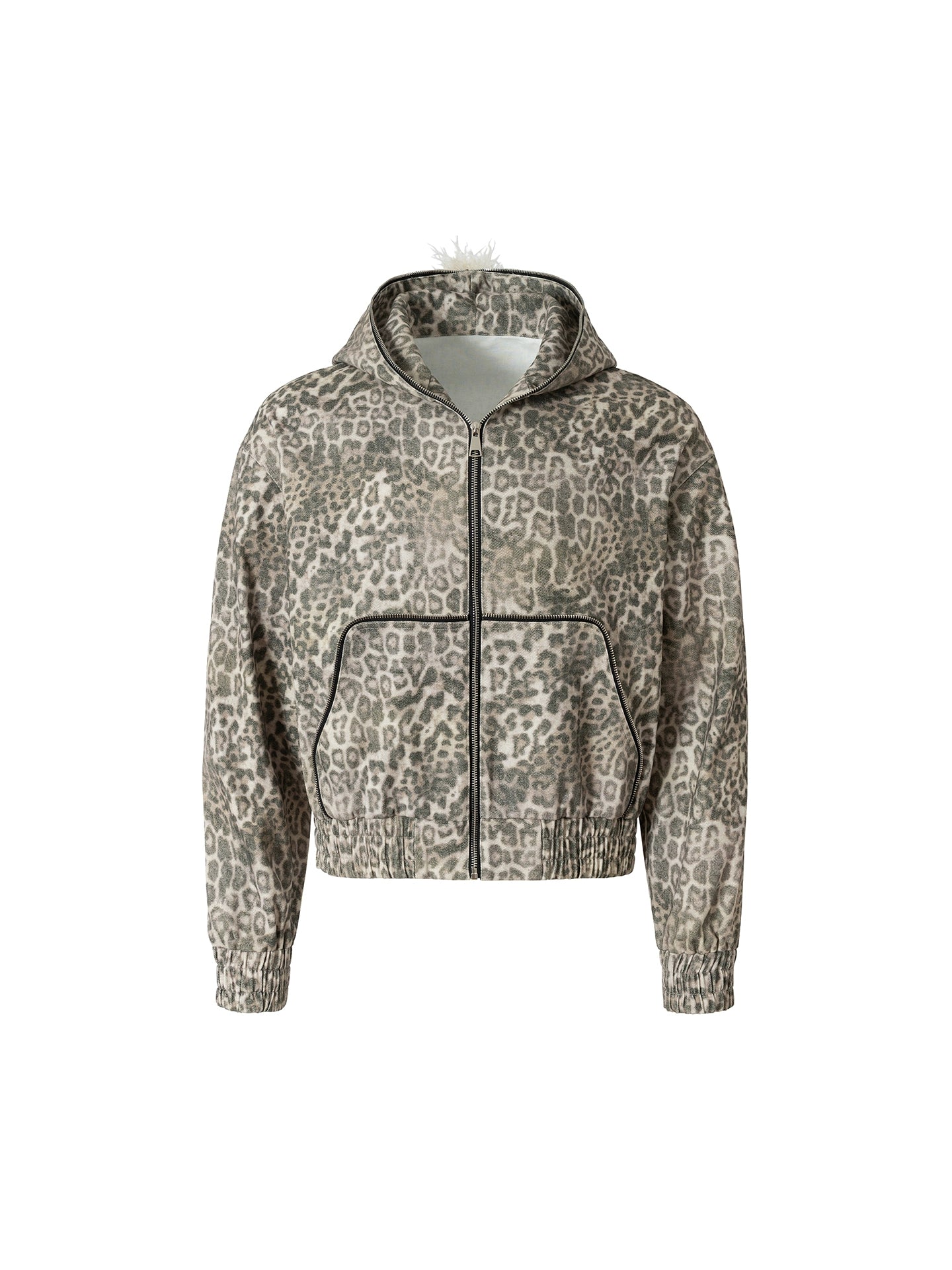 DISTRESSED LEOPARD HOODED JACKET